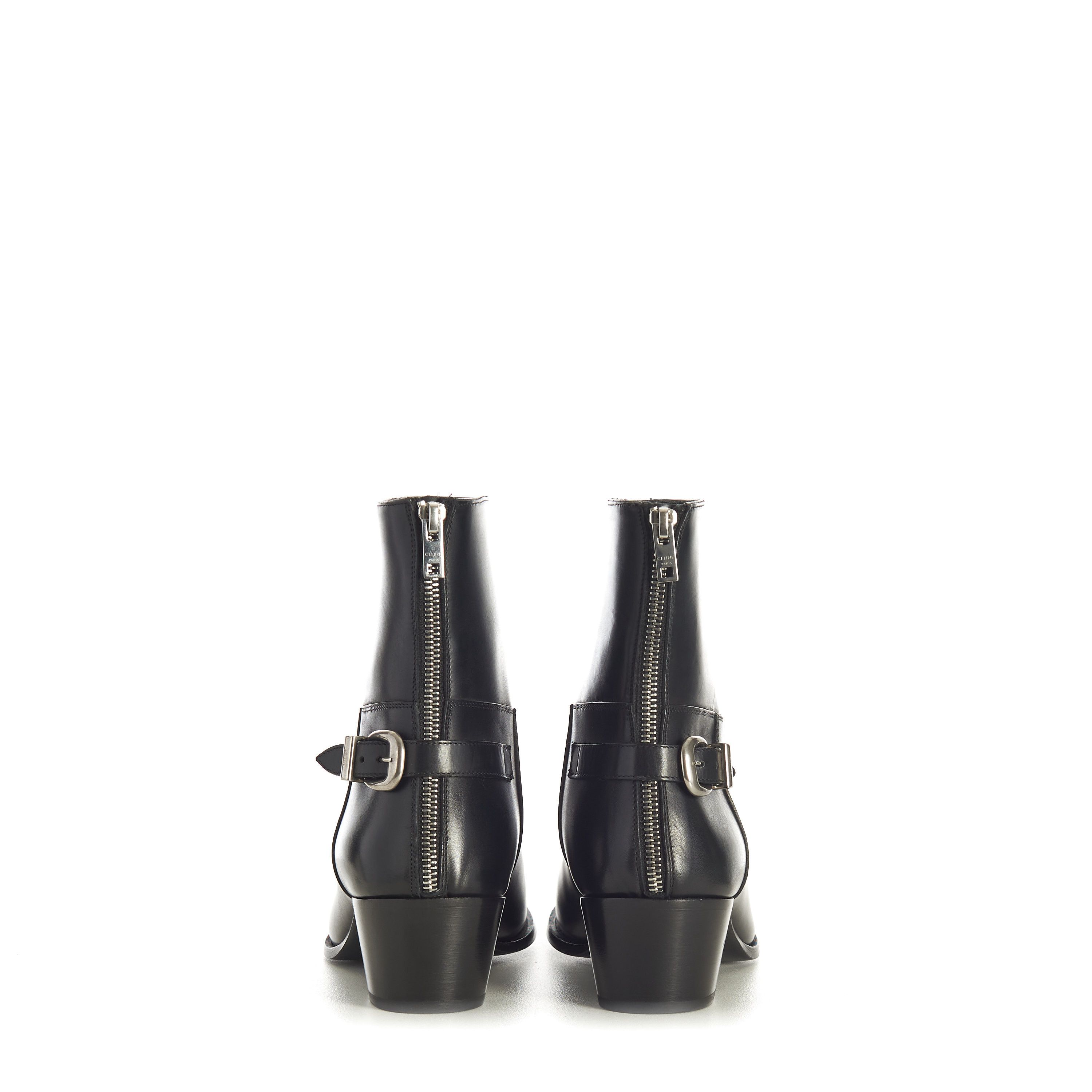 Celine Black Leather Zipped Isaac Ankle Boots - Back Buckle Size US 9 / EU 42 - 7 Thumbnail