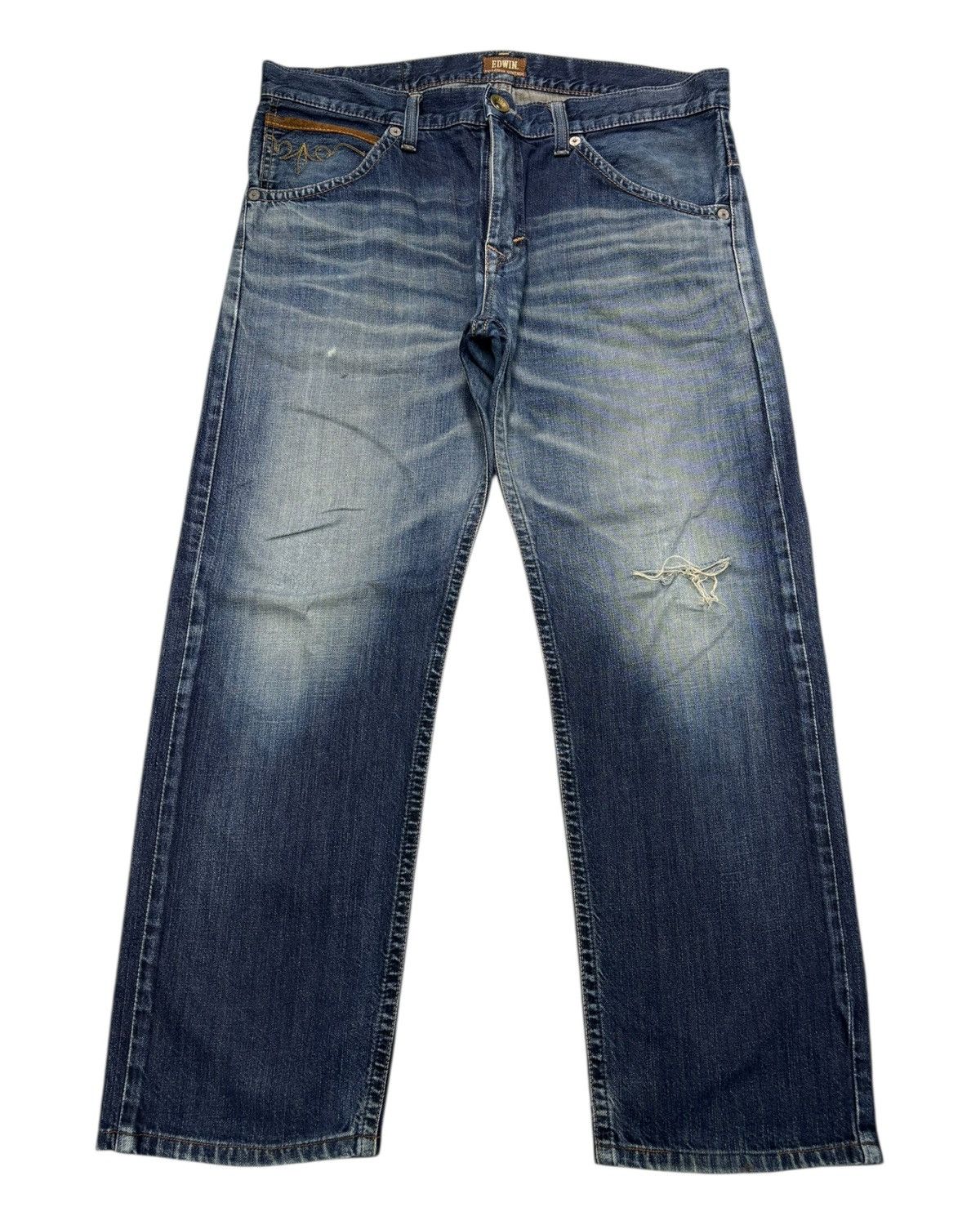 Kapital 🔥EDWIN EXCLUSIVE VINTAGE COWHIDE PATCHES POCKET DENIM JEANS Size US 38 / EU 54 - 1 Thumbnail