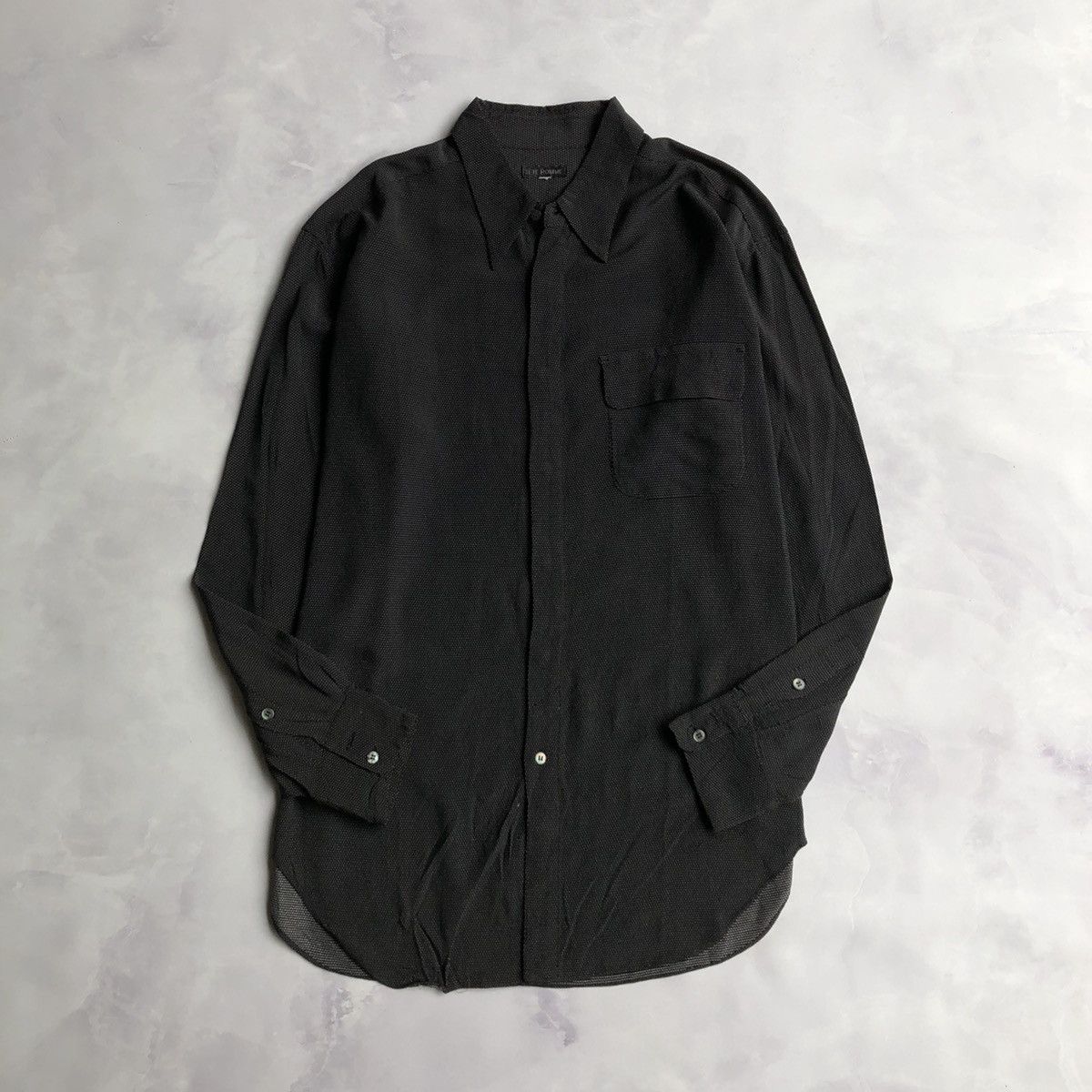 image of Issey Miyake x Tete Homme Button Long Shirt With Pocket in Black, Men's (Size XL)