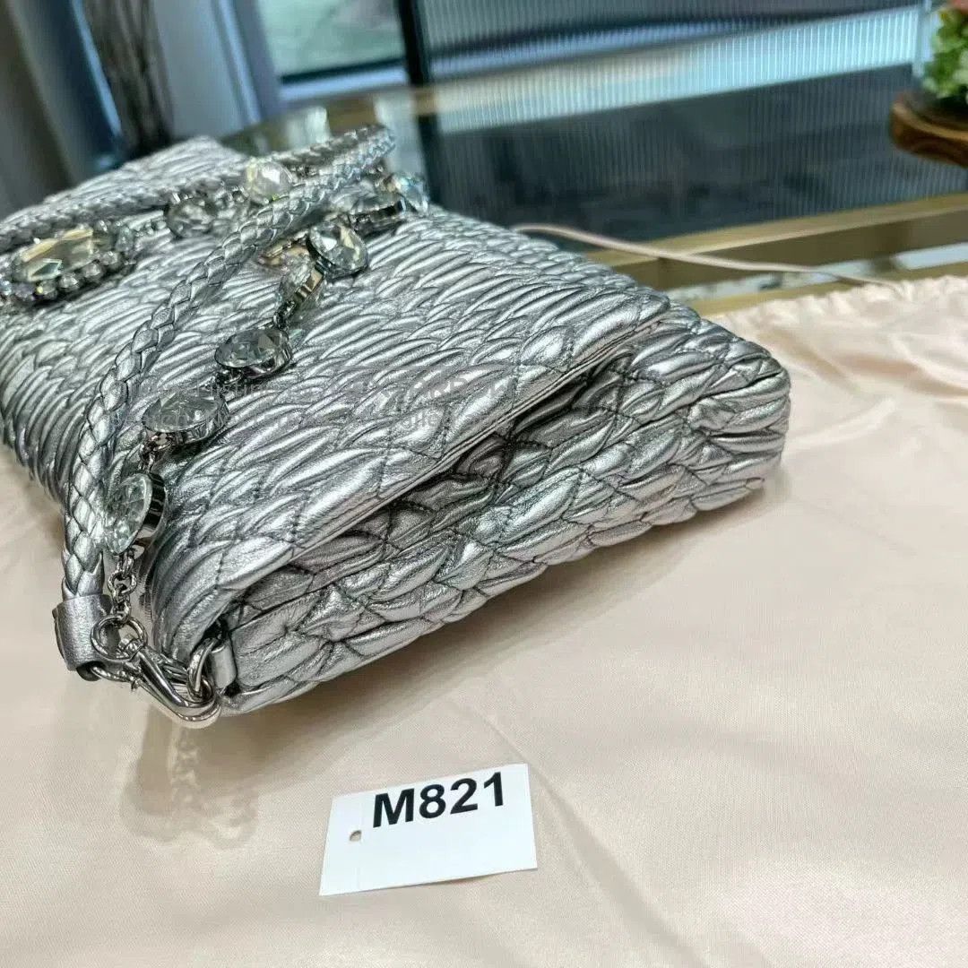Miu Miu Miu Miu Crystal Embellished Silver Bag 99 New M821/ Size ONE SIZE - 6 Thumbnail