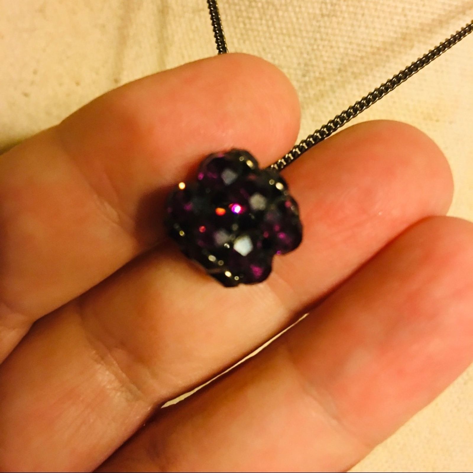 Vintage Vintage purple crystal cube gunmetal necklace Size ONE SIZE - 4 Thumbnail