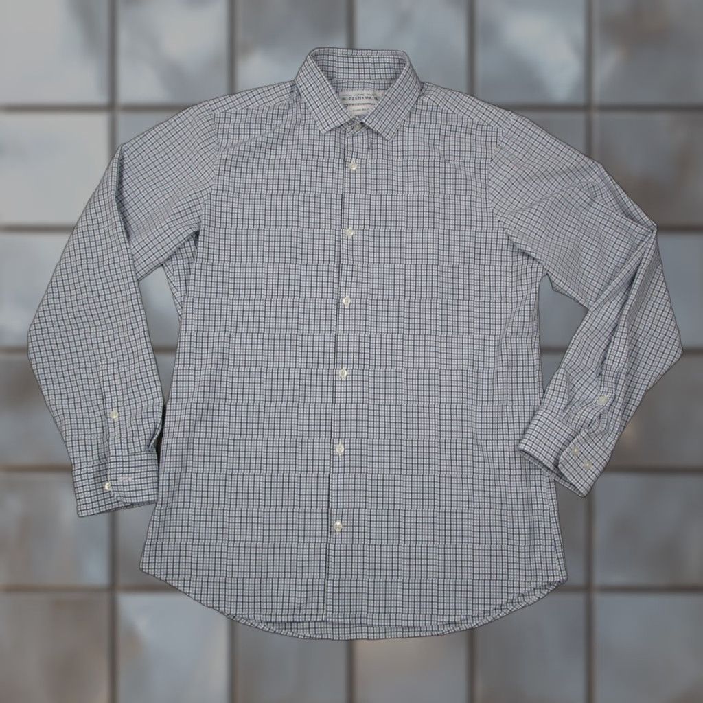 Mizzen+Main Mizzen+Main Leeward Shirt Mens XL Trim Fit Blue White Plaid Performance Stretch Shirt Mens XL Blue White Plaid Size US XL / EU 56 / 4 - 1 Thumbnail