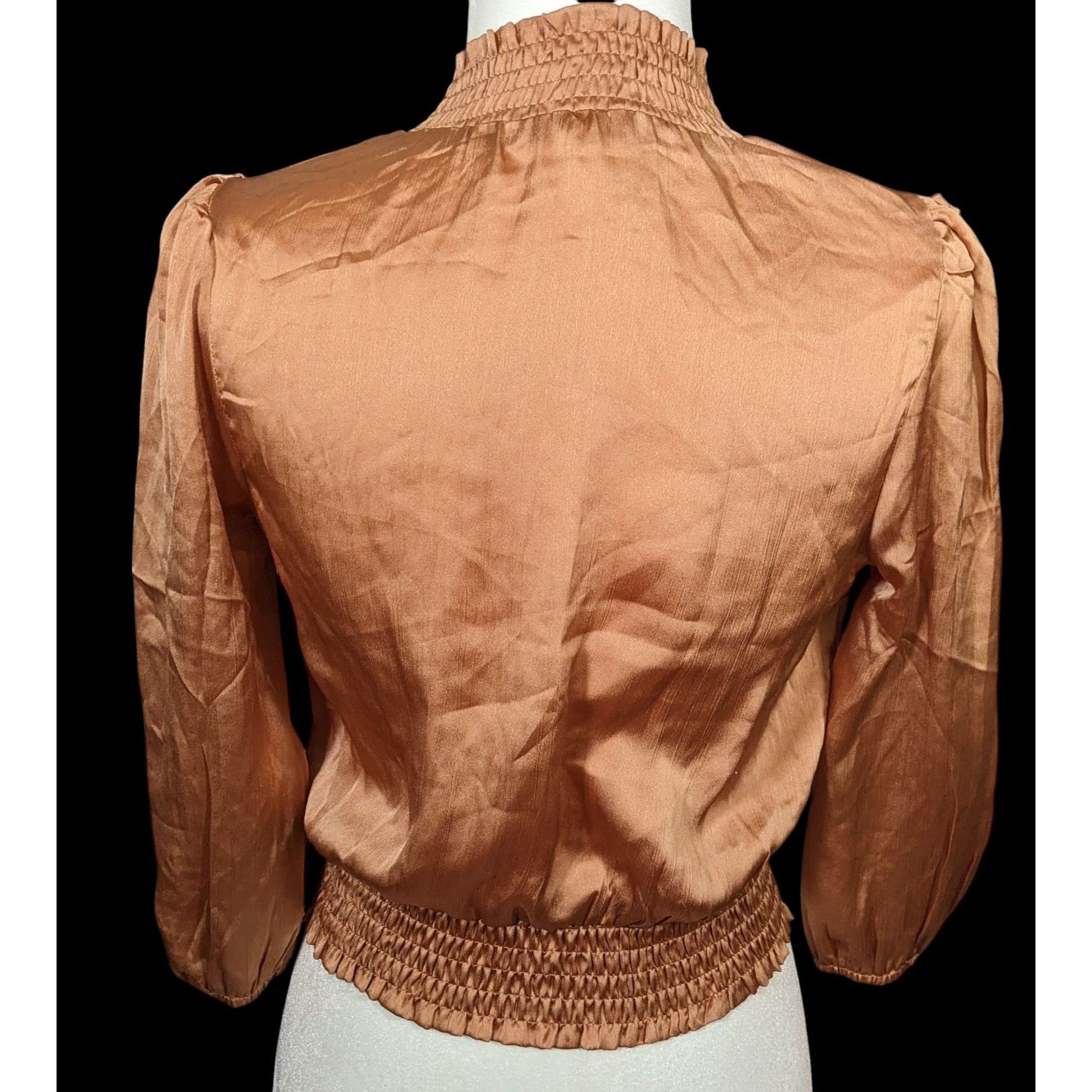 Other Monteau Rust Long Sleeve Poufy Ruffle Crop Top Size M / US 6-8 / IT 42-44 - 2 Thumbnail