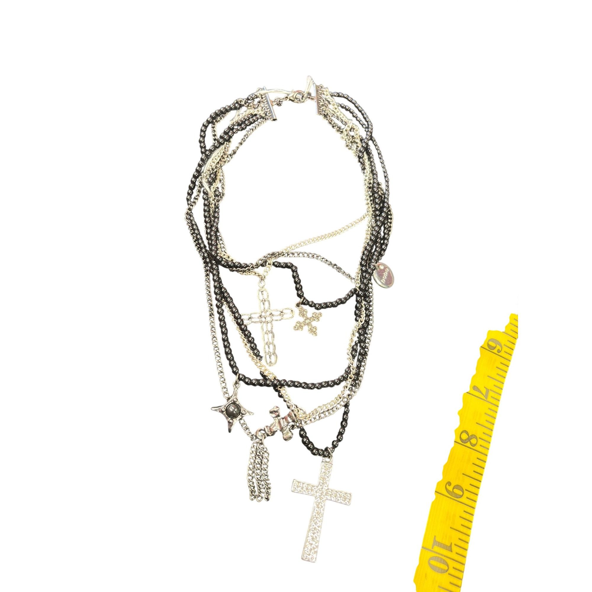 Bebe Bebe wms silver black beaded multi cross charms necklace SKU Size ONE SIZE - 6 Thumbnail