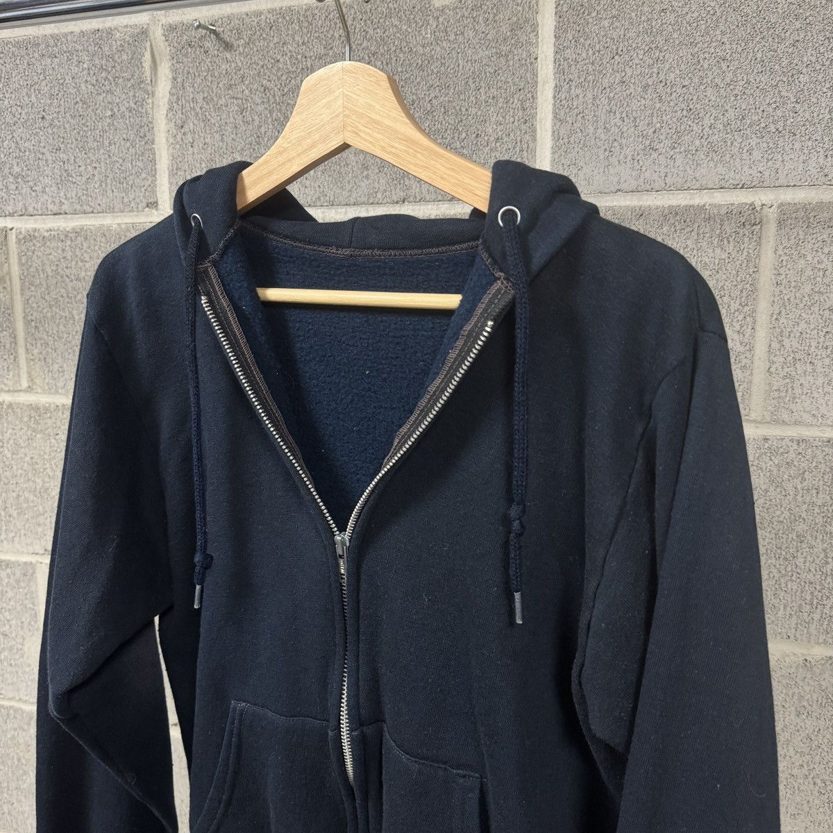 Vintage 80s Faded Navy Blue Green Zip Up Hoodie ERD Grunge Thrashed Size US S / EU 44-46 / 1 - 2 Thumbnail