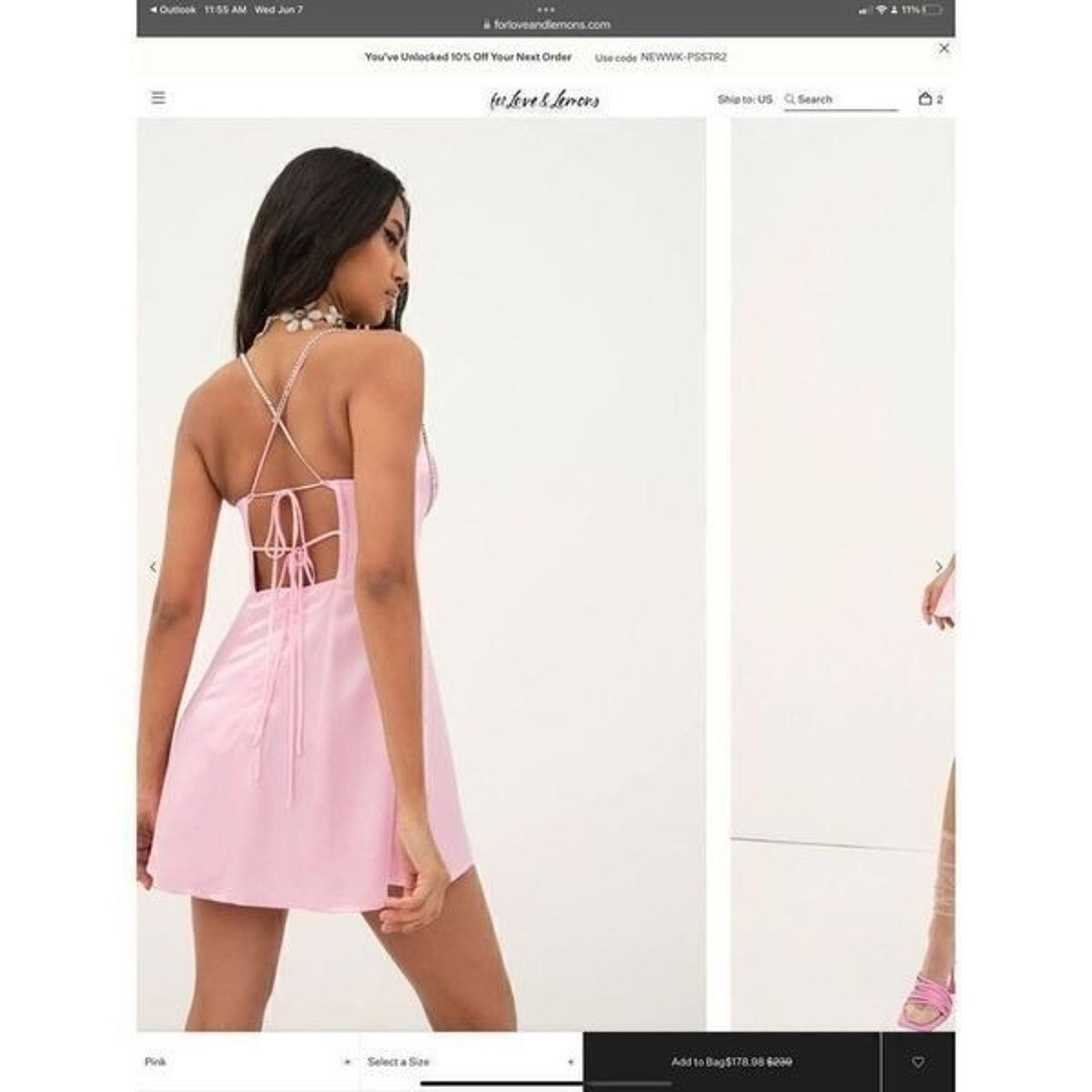 For Love & Lemons For love and lemons and Elora pink satin dress Size XS / US 0-2 / IT 36-38 - 5 Thumbnail