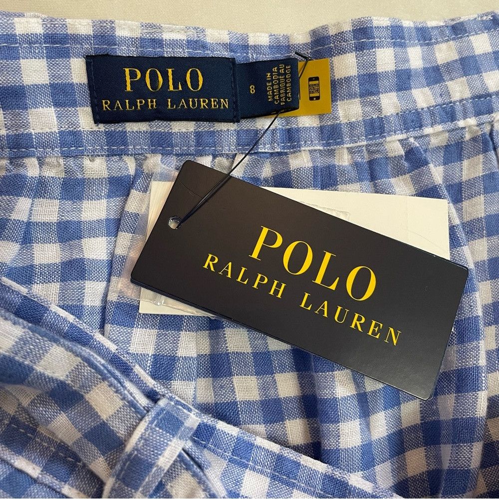 Polo Ralph Lauren NWT New $198 Polo Ralph Lauren Gingham Linen Tiered Midi Bl Size 30" / US 8 / IT 44 - 8 Thumbnail
