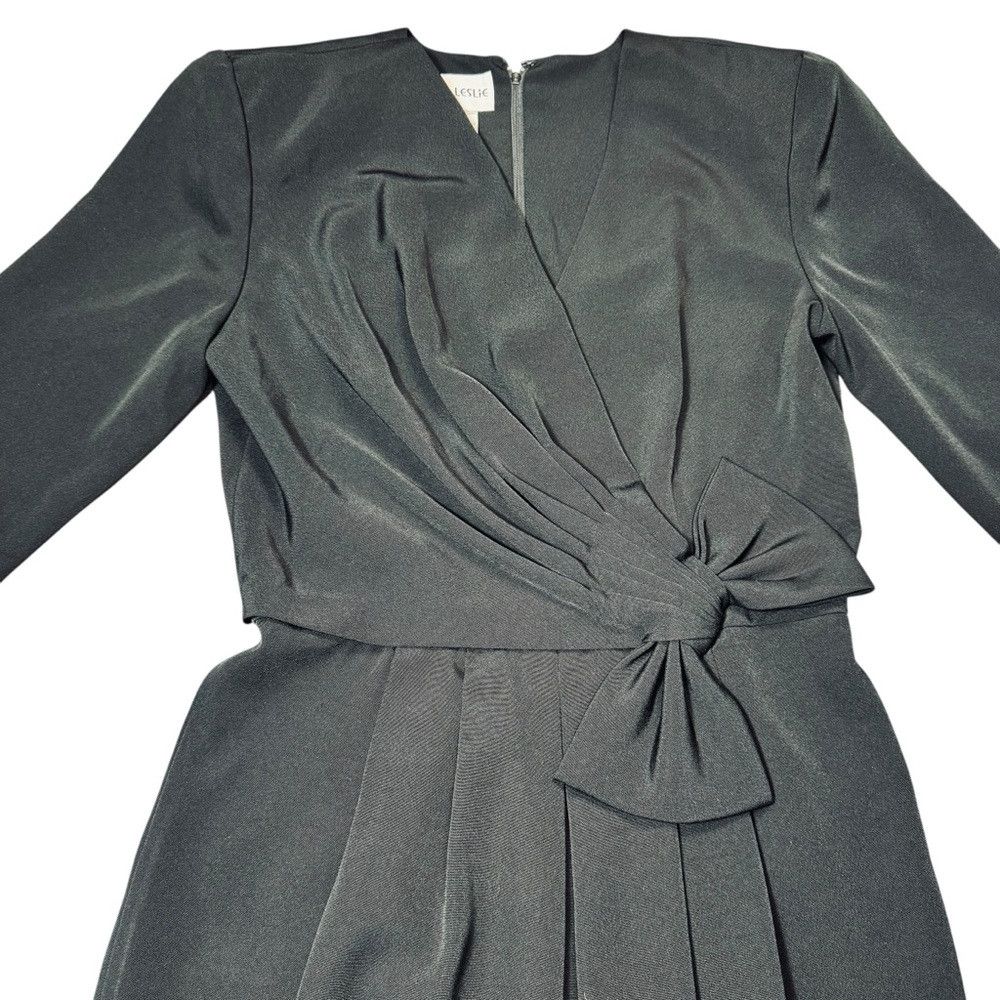 Other Vintage Joan Leslie Black Long Sleeve V-Neck Side Bow Detai Size L / US 10 / IT 46 - 4 Thumbnail
