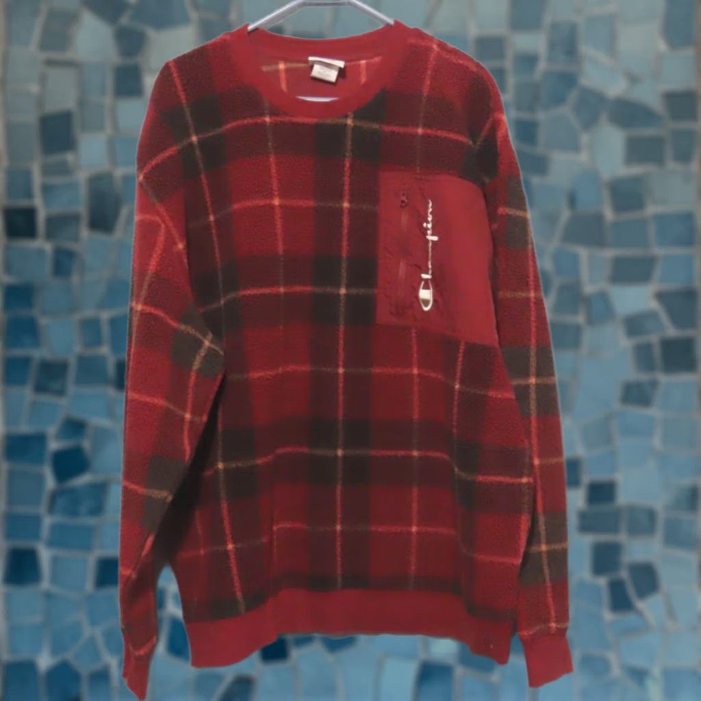 Champion Champion Sherpa Fleece Pullover Men’s 2XL Red Pullover Zipper Logo Long Sleeve Collared Sweatshirt Casual Winter Fall Spring 2XL Mens Size US XXL / EU 58 / 5 - 1 Thumbnail