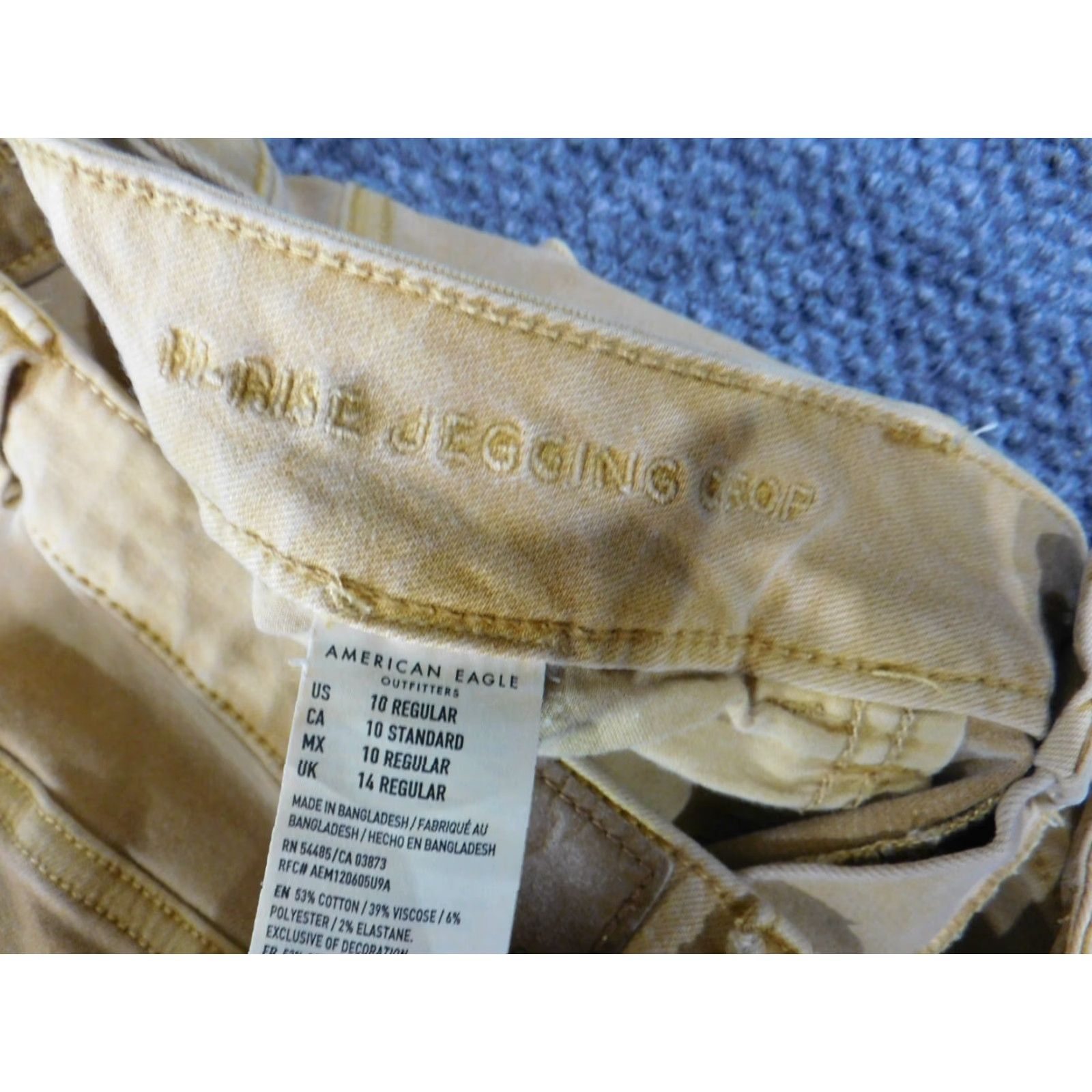 American Eagle Outfitters American Eagle Outfitters Jeans Women 10 Jegging High Rise Beige Denim Distressed Hem Zipper 26 Inseam Size 32" / US 10 / IT 46 - 5 Thumbnail
