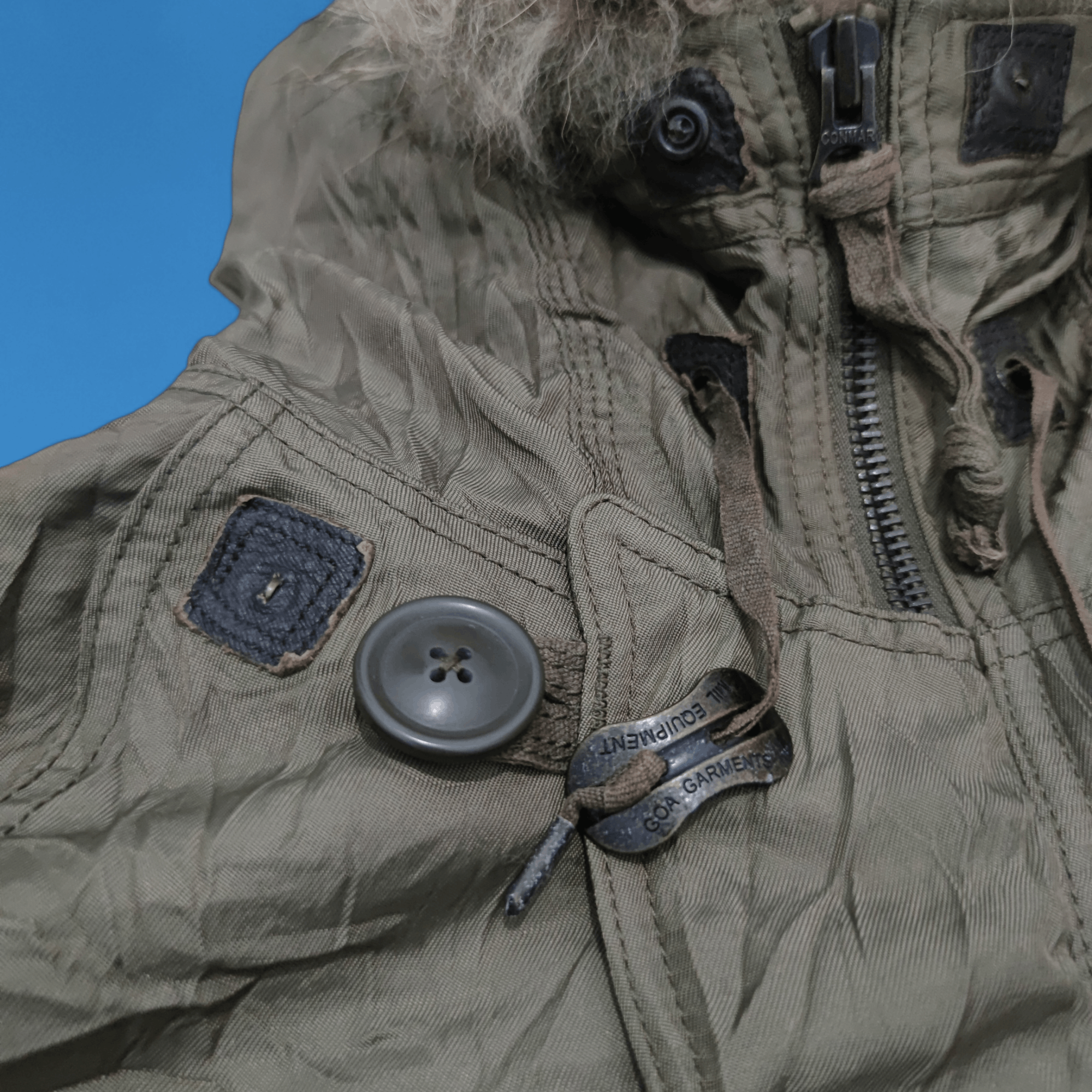 If Six Was Nine 2000s Japanese Brand G.O.A Racoon Fur Hoodie Military Jacket Size US M / EU 48-50 / 2 - 6 Thumbnail