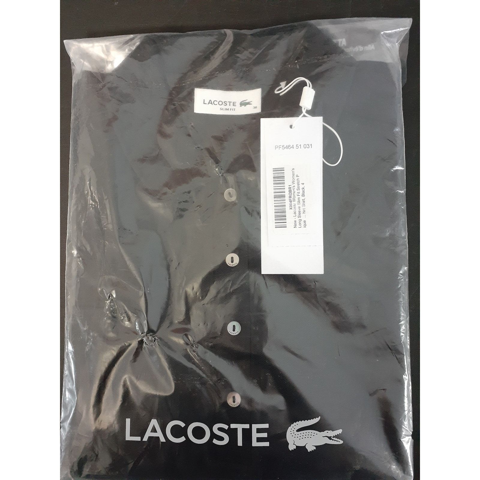 Lacoste Lacoste Women's Long Sleeve Slim Fit Stretch Polo Black 4 Size S / US 4 / IT 40 - 2 Thumbnail