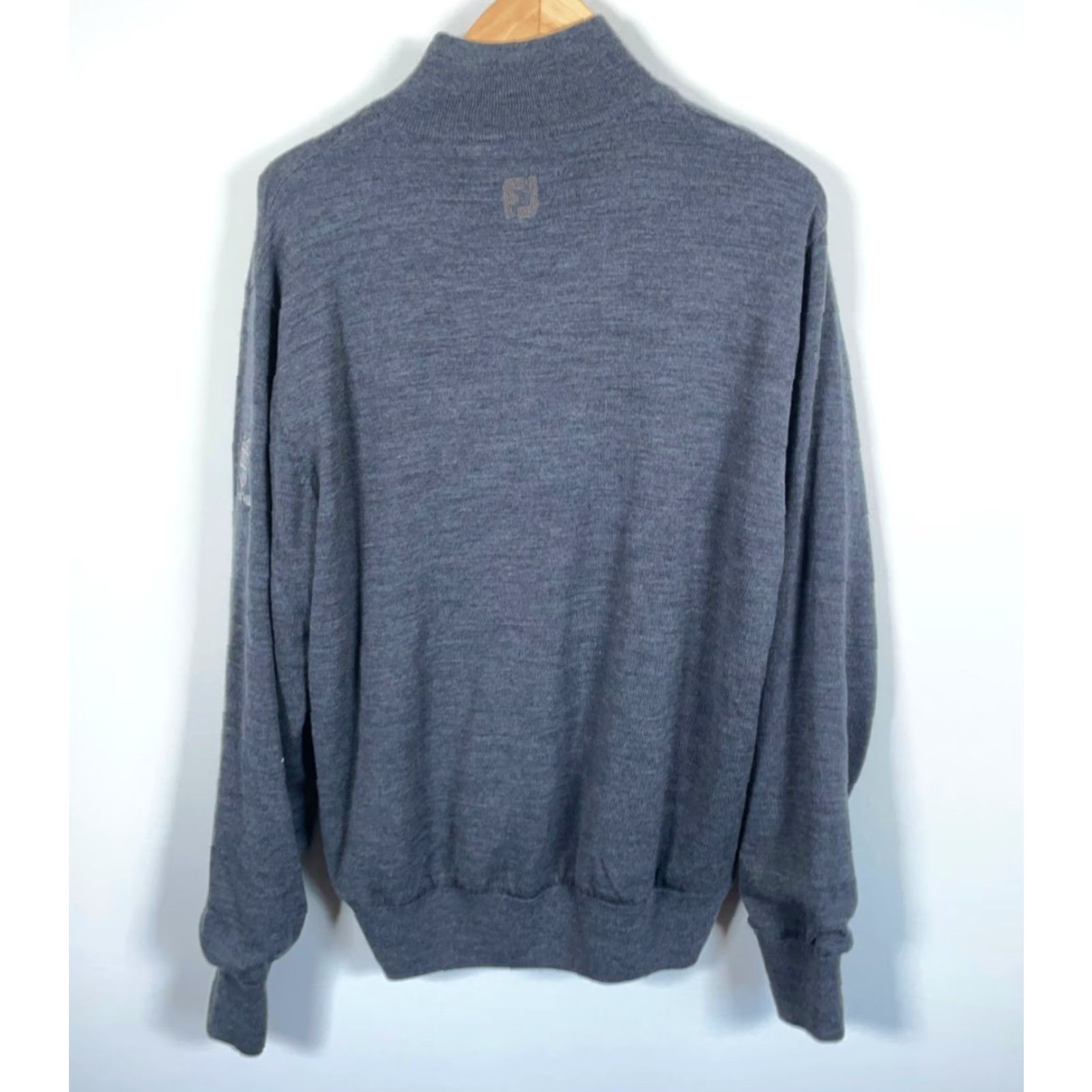 Footjoy FootJoy Wool Sweater Men Large Dark Gray 1/4 Zip Pullover Lined Knit Golf Cardigan Pullover Chalk 90s Retro Style Mens Size US L / EU 52-54 / 3 - 2 Thumbnail