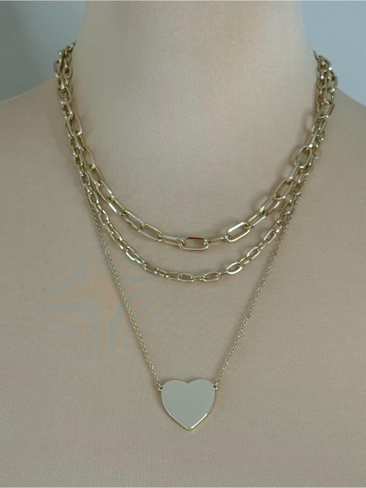 Other Triple link gold tone chain necklace with heart pendant Size ONE SIZE - 2 Thumbnail