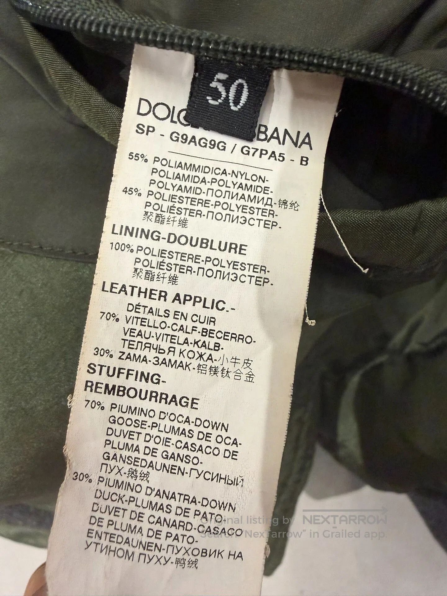 Dolce & Gabbana Dolce & Gabbana Men's Army Green Down Jacket. Size US M / EU 48-50 / 2 - 9 Thumbnail