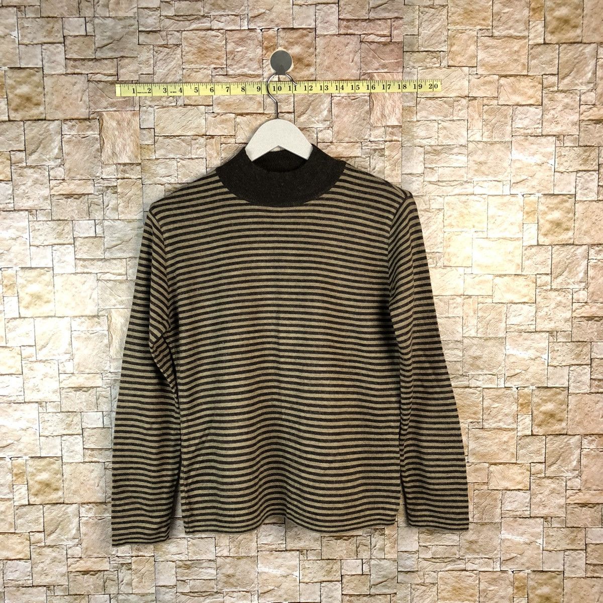 Homespun Knitwear × Japanese Brand × OVER THE STRiPES Gracious Brown Stripe Knitwear #A1194 Size M / US 6-8 / IT 42-44 - 1 Thumbnail