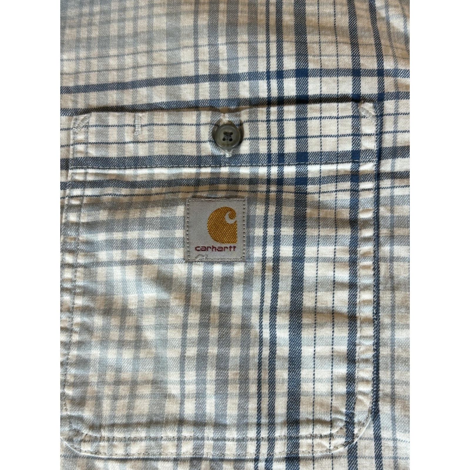 Carhartt Carhartt Mens Short Sleeve Shirt Plaid Button Front Lightweight Stretch Workwear L Black Blue Patterned Cotton Spandex Relaxed Fit Casual Summer Size US L / EU 52-54 / 3 - 2 Thumbnail