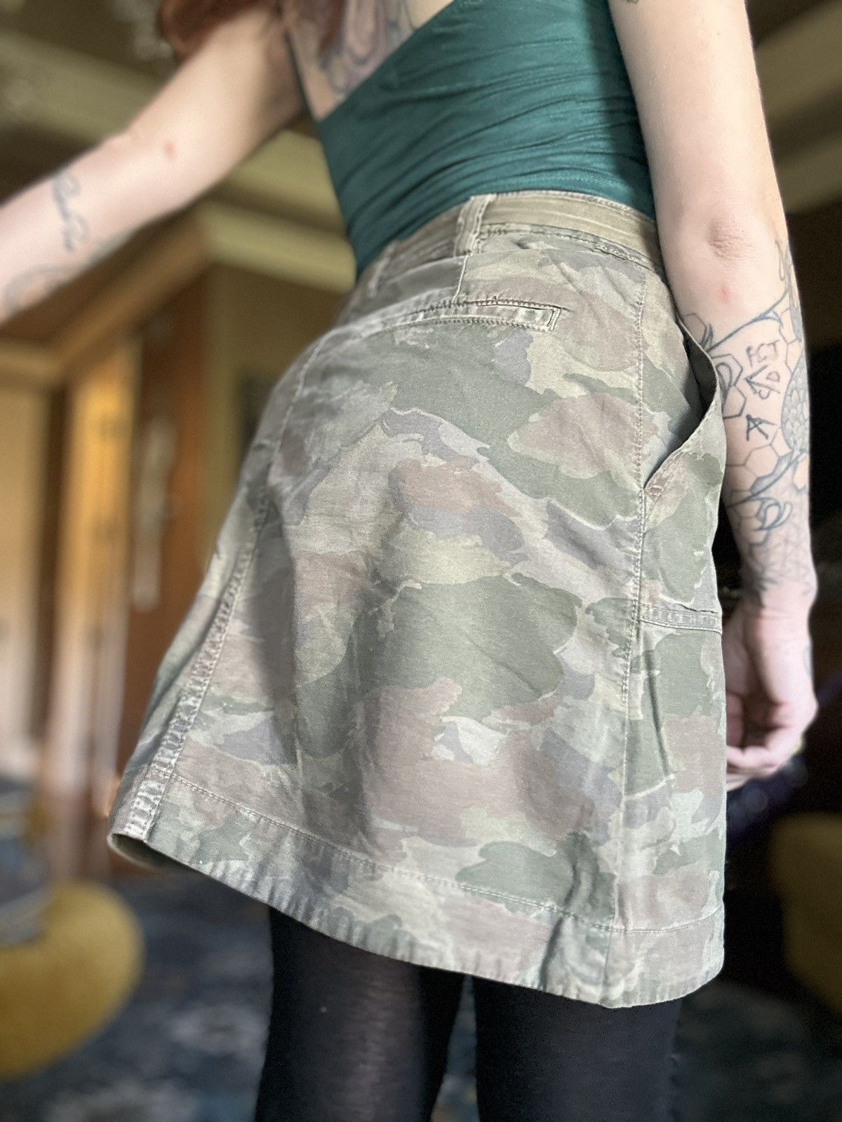 Anthropologie Camo Army Mini Skirt Size 32" / US 10 / IT 46 - 3 Thumbnail