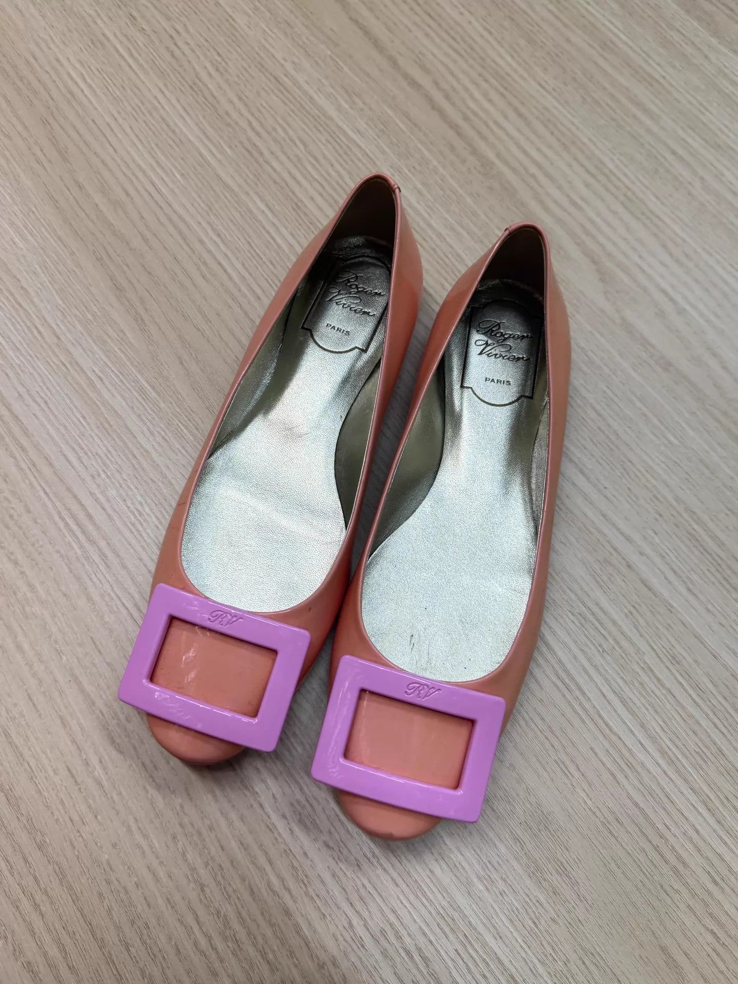 Roger Vivier Roger Vivier Pink Square Buckle Flats 37.5 New Size US 7 / IT 37 - 1 Thumbnail