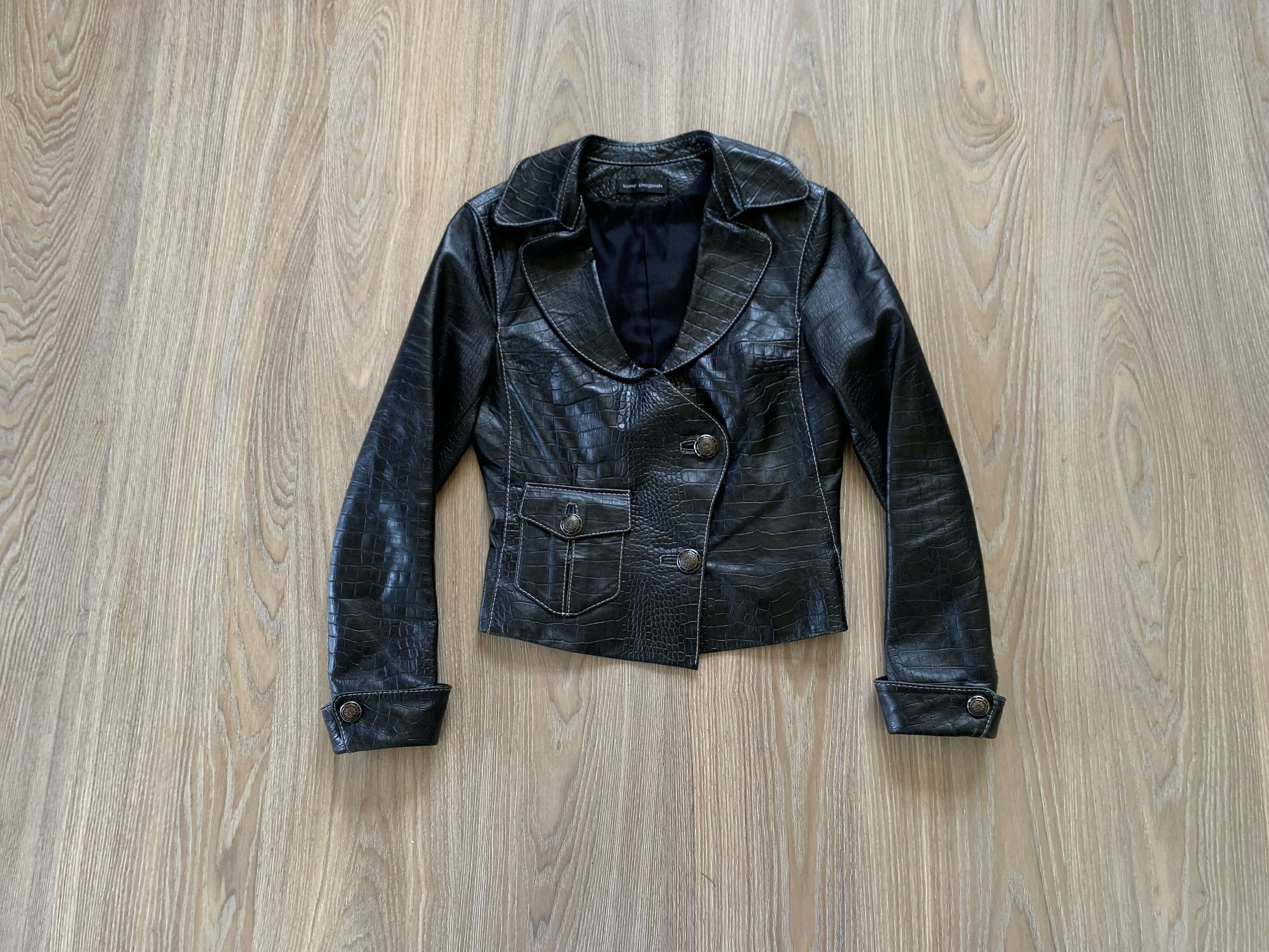 Designer Vintage Tony Pegosh Black Leather Jacket Size S / US 4 / IT 40 - 1 Thumbnail