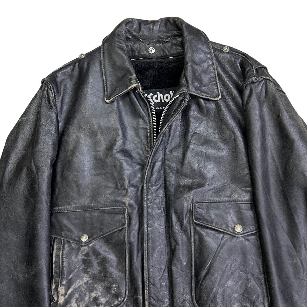 Schott 💥 1970s SCHOTT TYPE A-2 TOPGUN BLACK LEATHER JACKET Size US L / EU 52-54 / 3 - 4 Thumbnail