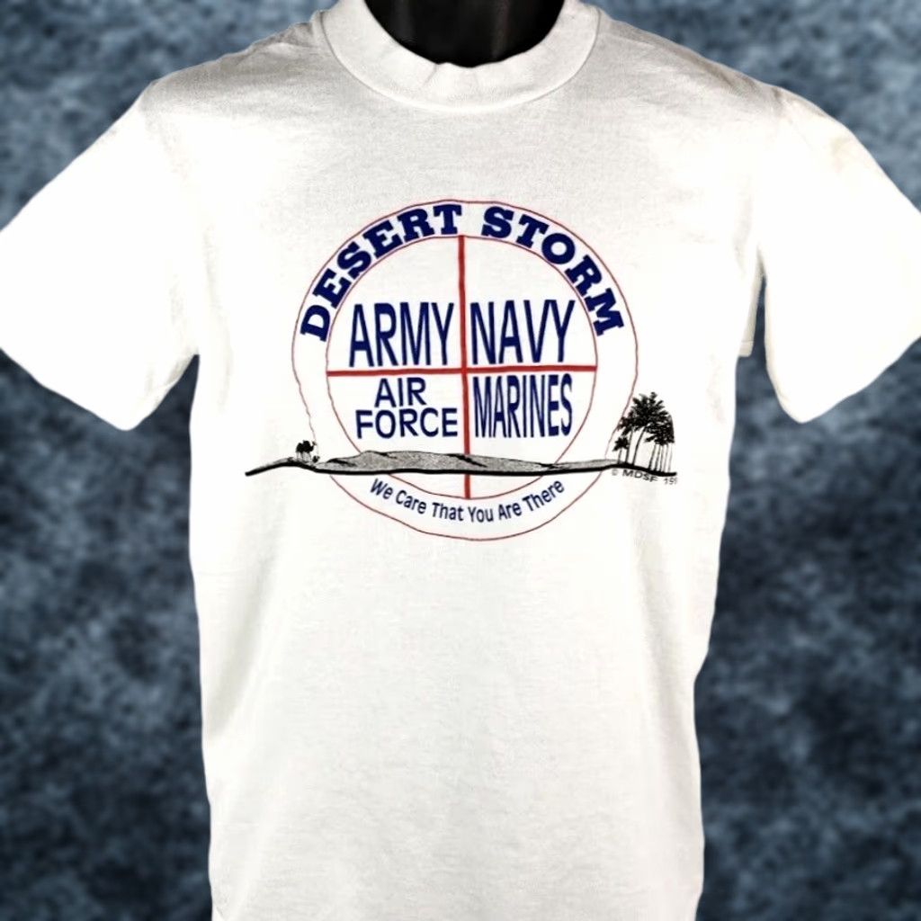 Vintage VINTAGE Operation Desert Storm T Shirt Mens Size Medium White 90s Made In USA Size US M / EU 48-50 / 2 - 1 Thumbnail
