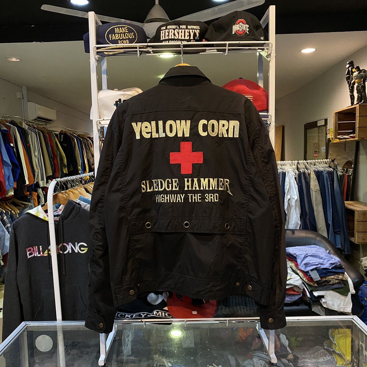 image of Racing x Sports Specialties Yellow Corn Sledge Hammer Highway The 3Rd Jacket in Black (Size 2XL)