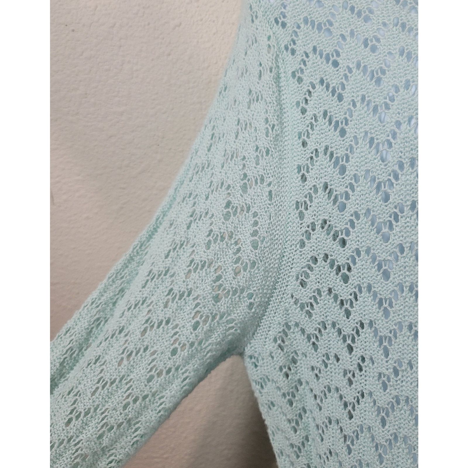 Croft & Barrow Croft & Barrow Mint Green Open Knit Cardigan Sweater Large Size L / US 10 / IT 46 - 6 Thumbnail