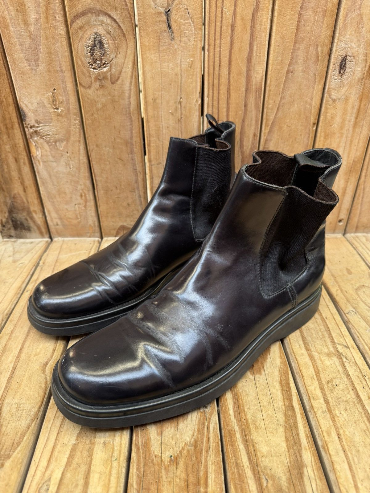 Prada Prada Men’s shinny patent black leather boots Sz USA 9 UK 8 Size US 9 / EU 42 - 13 Thumbnail
