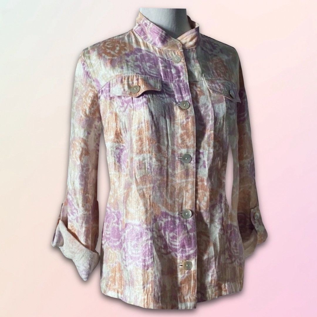 Vintage Ruby Rd., Vintage, Pastel, Rose Print, Lightweight Jacket Size S / US 4 / IT 40 - 1 Thumbnail
