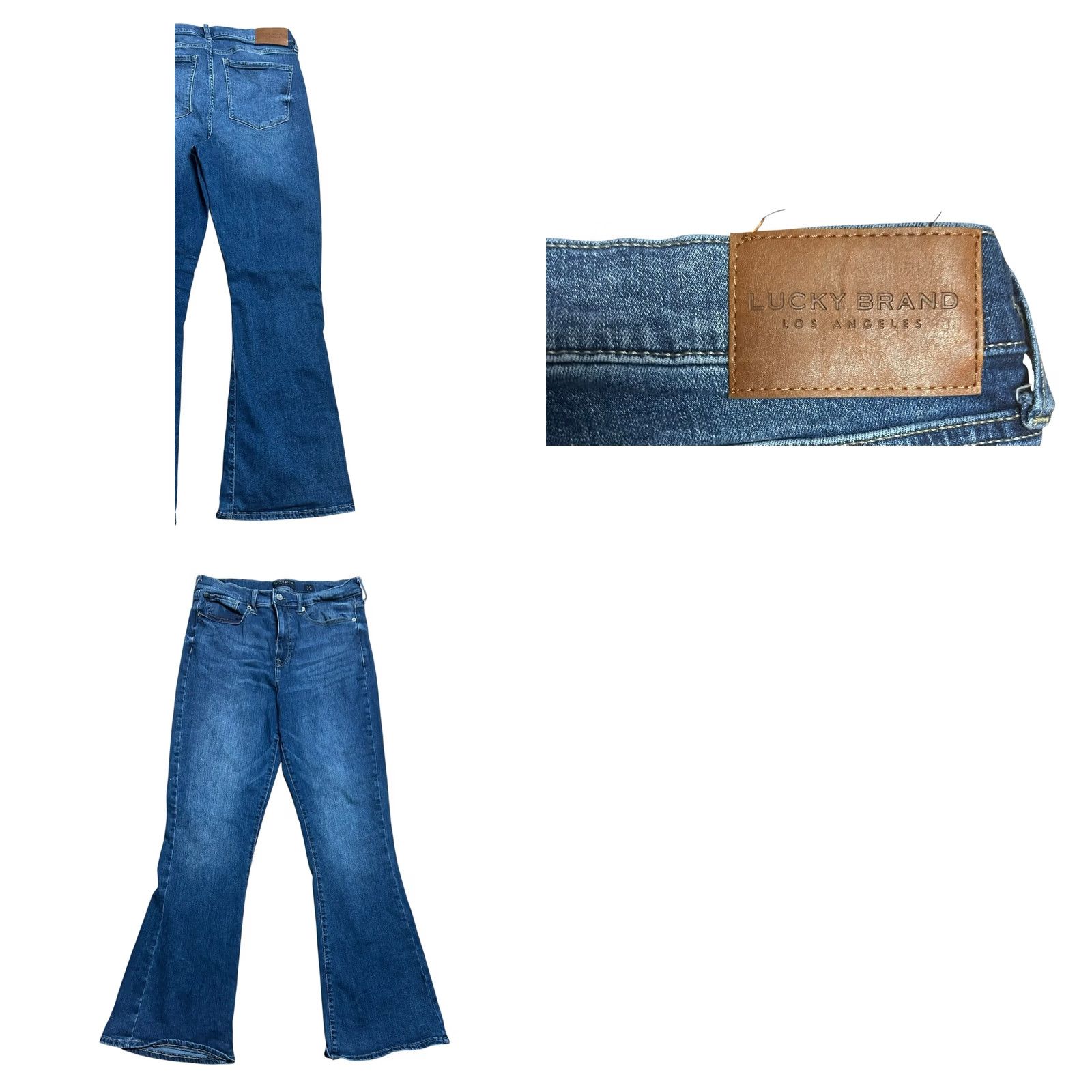 Lucky Brand LUCKY BRAND Jeans Blue Denim Stevie High Rise Flare Pants 12/31 Womens Regular 34x31 Medium Wash Cotton Polyester Spandex Size 34" / US 12 / IT 48 - 8 Thumbnail