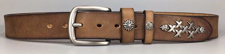 Japanese Brand × Vintage Retro brown studded western cowboy leather belt Size ONE SIZE - 3 Thumbnail