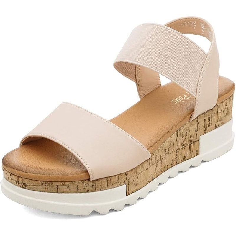 Other Dream Pairs Women's Tan Elastic Ankle Strap Platform Sandals Size US 8.5 / IT 38.5 - 1 Thumbnail