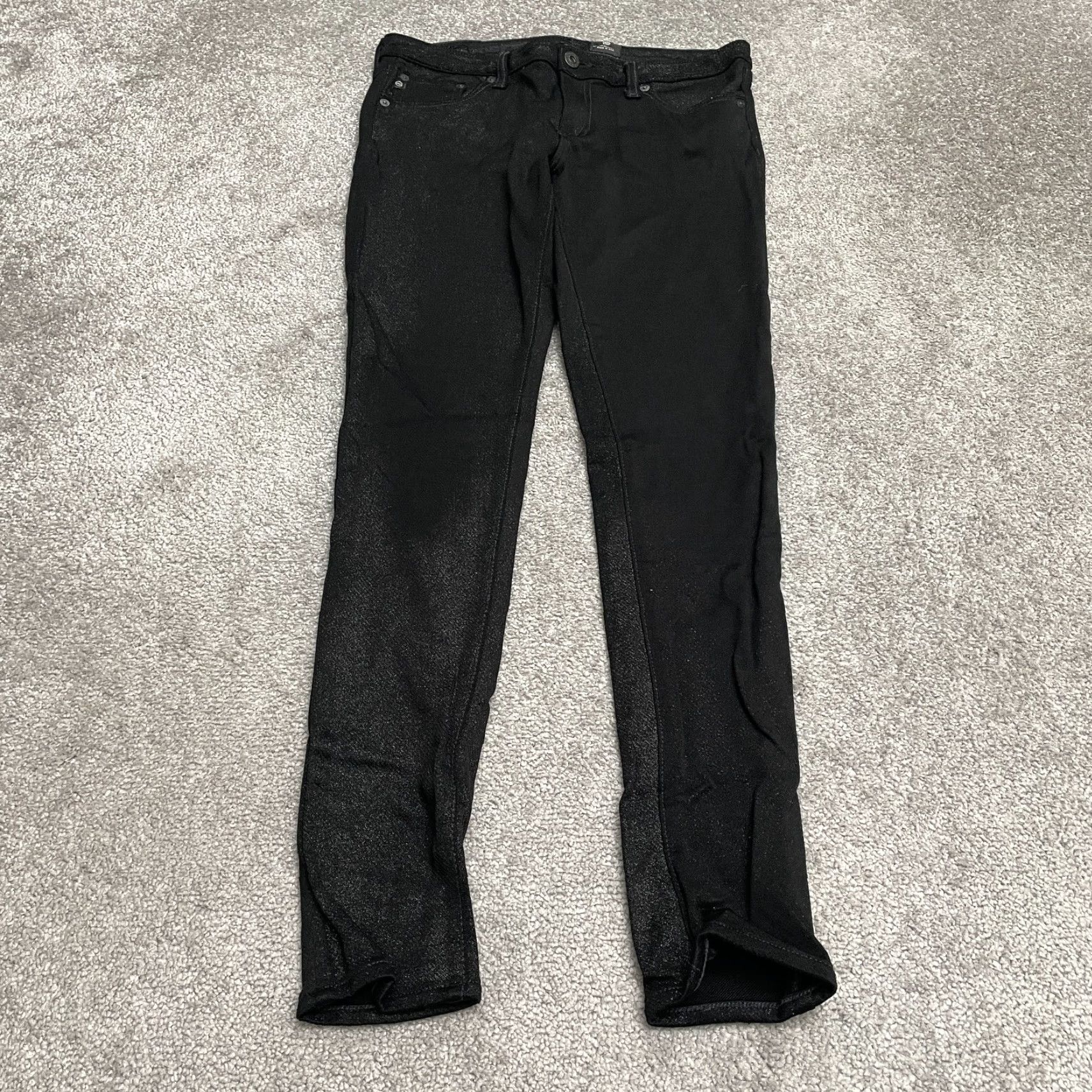 Vintage AG Adriano Goldschmied Jeans Jegging Womens 30R Black Mid Rise Glittered 30x29 Size 30" / US 8 / IT 44 - 2 Thumbnail