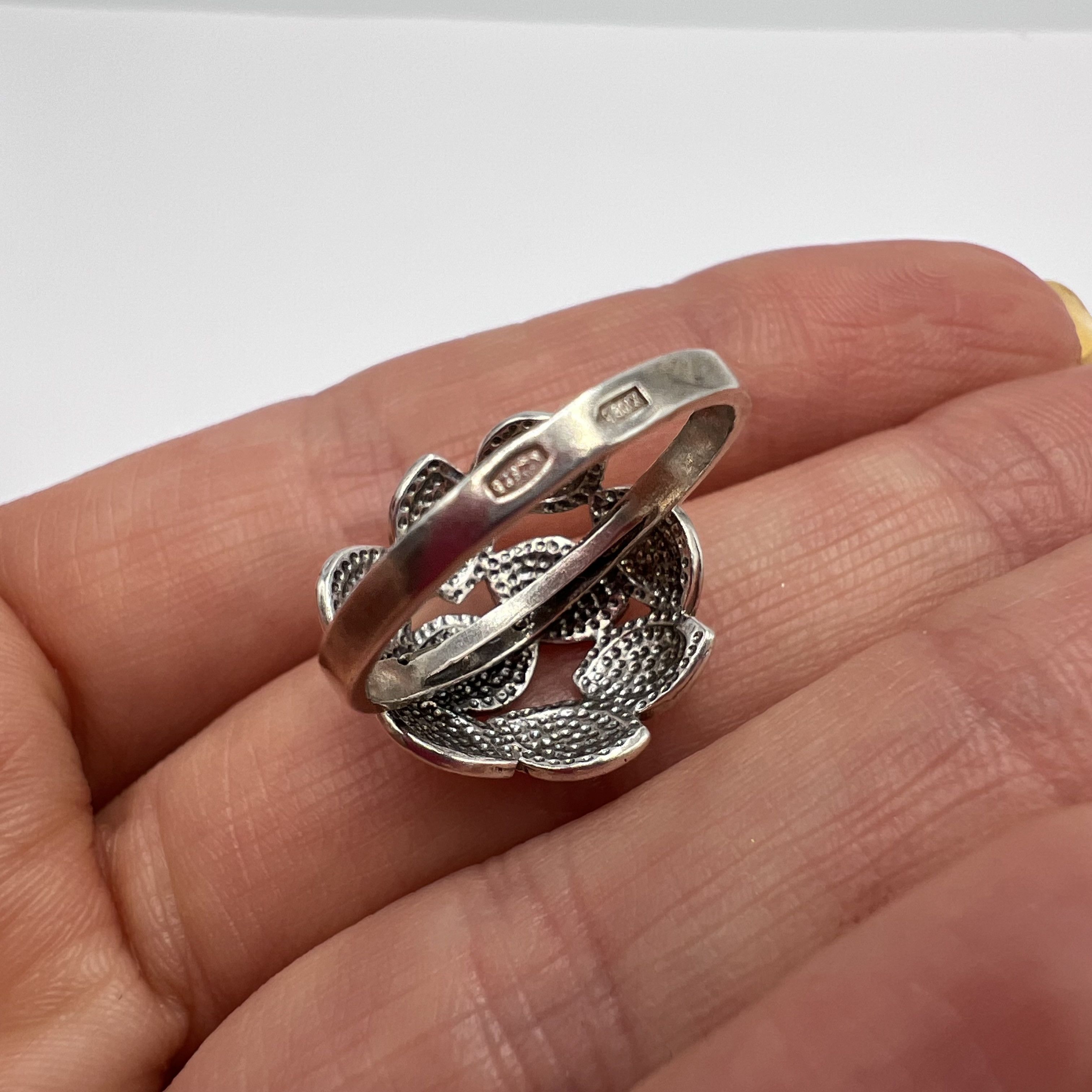 Vintage Vintage Unique Ring Sterling Silver 925 Jewelry Size 7US Size ONE SIZE - 6 Thumbnail