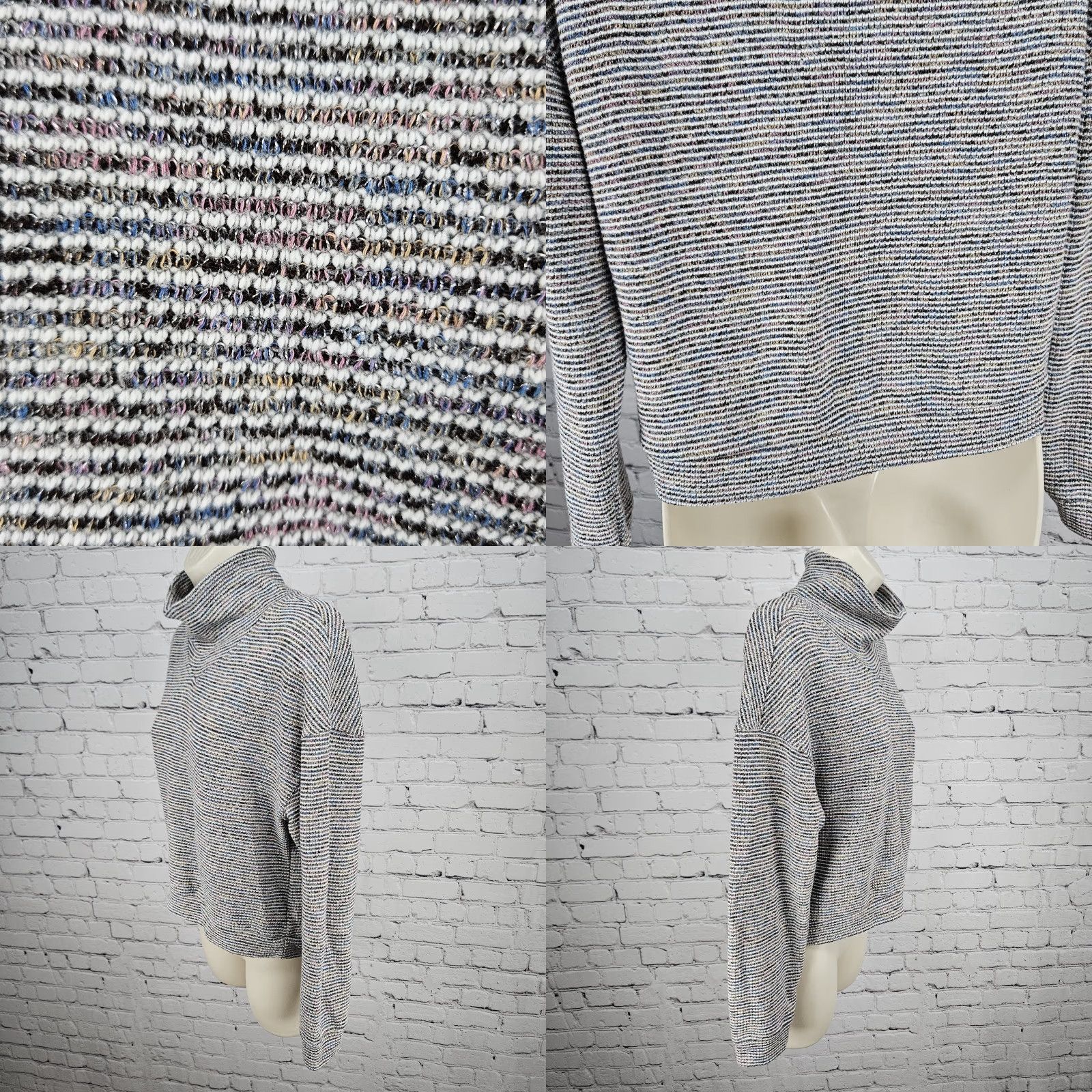 Madewell Madewell Multicolor Textured Ribbed Mock Neck Pullover Crop Sweater Top Medium Shirt Womens Modern Classic Pullover Knit Pretend? Size M / US 6-8 / IT 42-44 - 8 Thumbnail