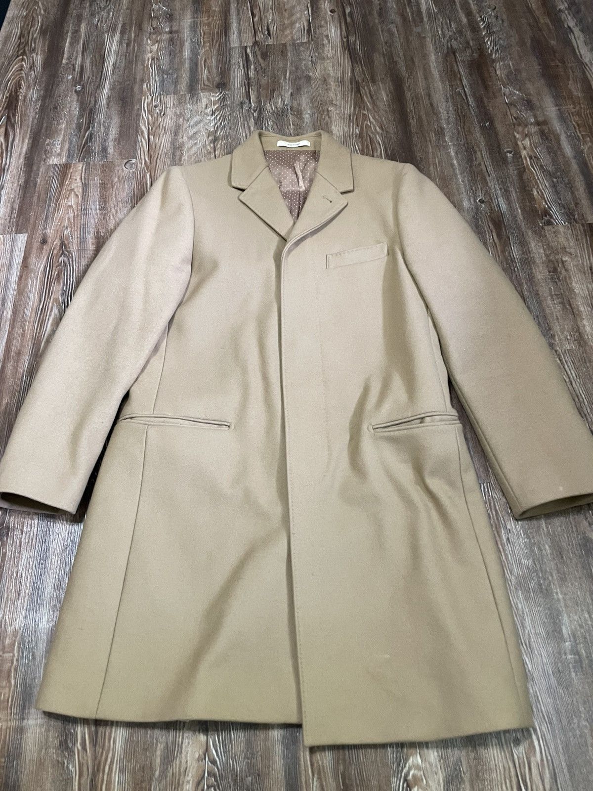 Club Monaco Overcoat / Chesterfield Top Coat Single Breasted Camel Brown Size US S / EU 44-46 / 1 - 1 Thumbnail