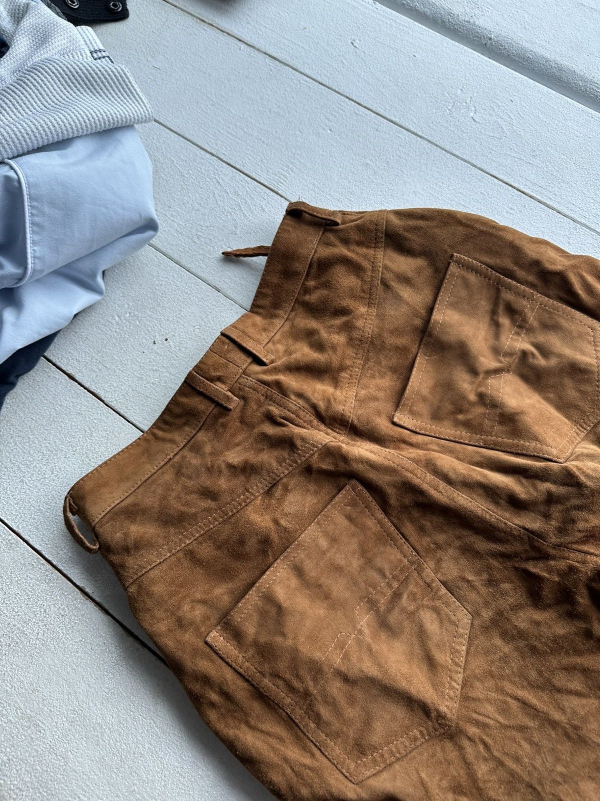 Leather 🚨Vintage leather pants motorcycles BROWN LUXURY Y2K Size 26" / US 2 / IT 38 - 9 Thumbnail