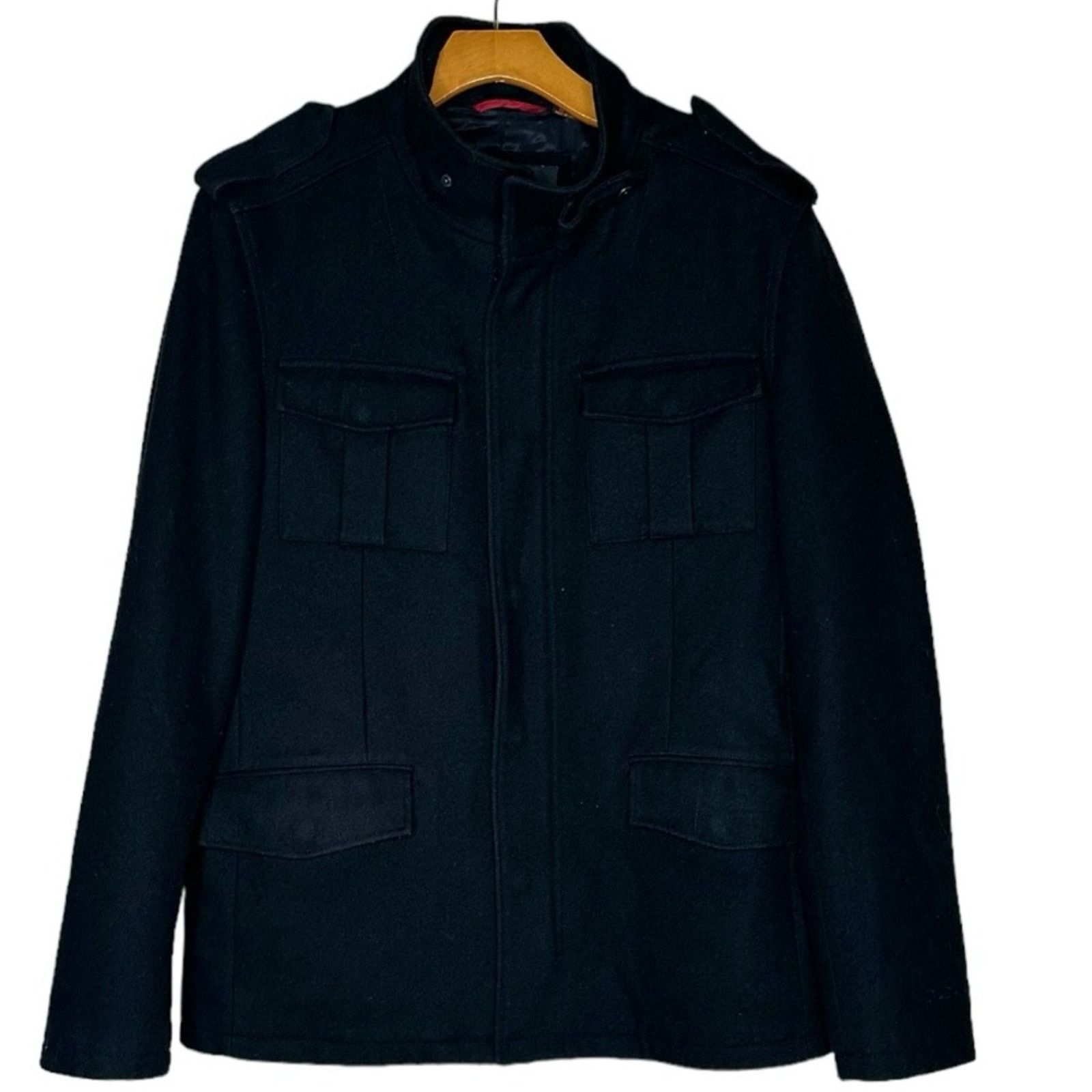 Ben Sherman Ben Sherman Wool Military Style Pea Coat Dark Gray (Black) L Size US L / EU 52-54 / 3 - 1 Thumbnail