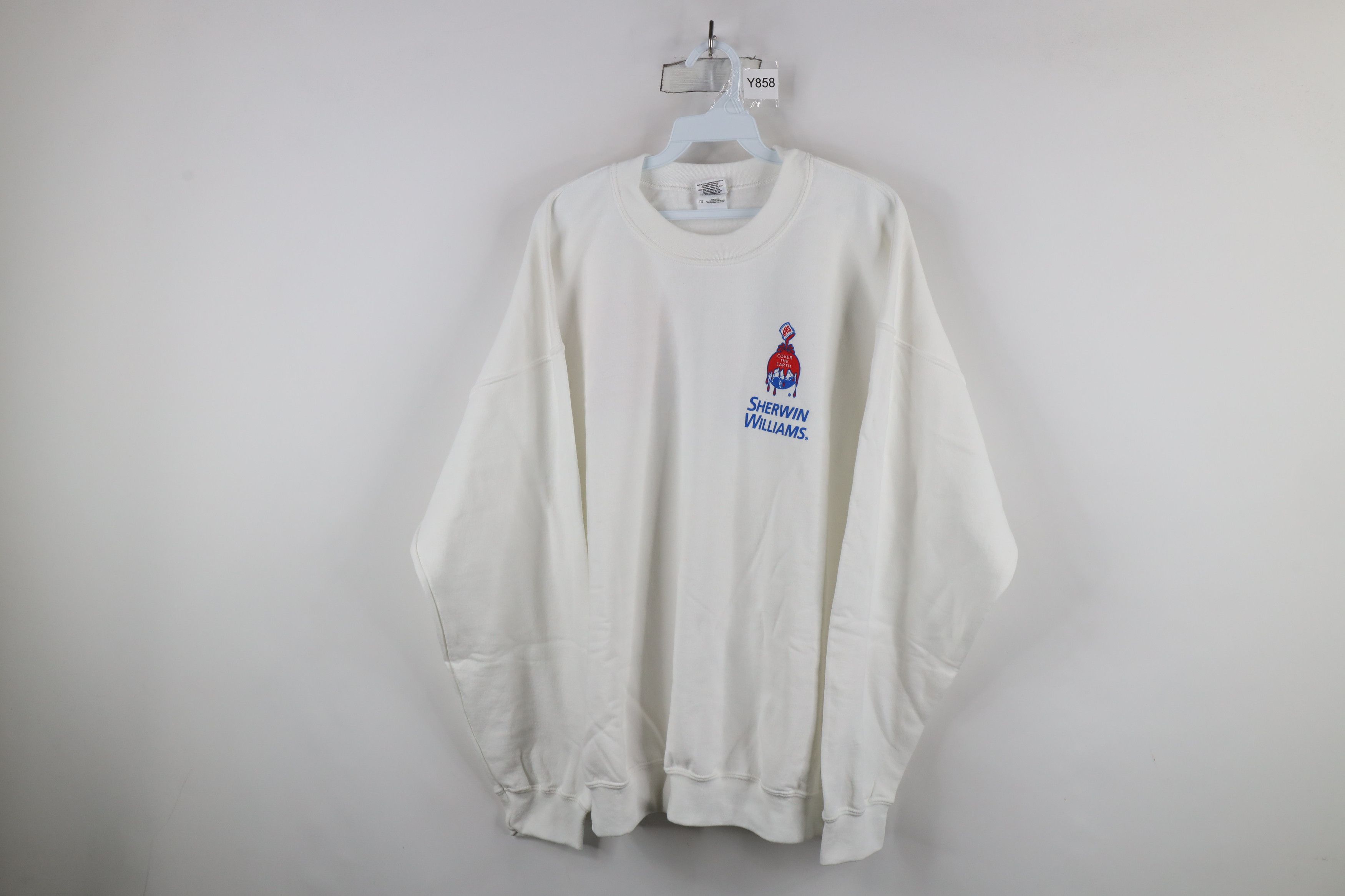 Vintage Vintage 90s Sherwin Williams Paint Crewneck Sweatshirt White Size US XL / EU 56 / 4 - 1 Thumbnail