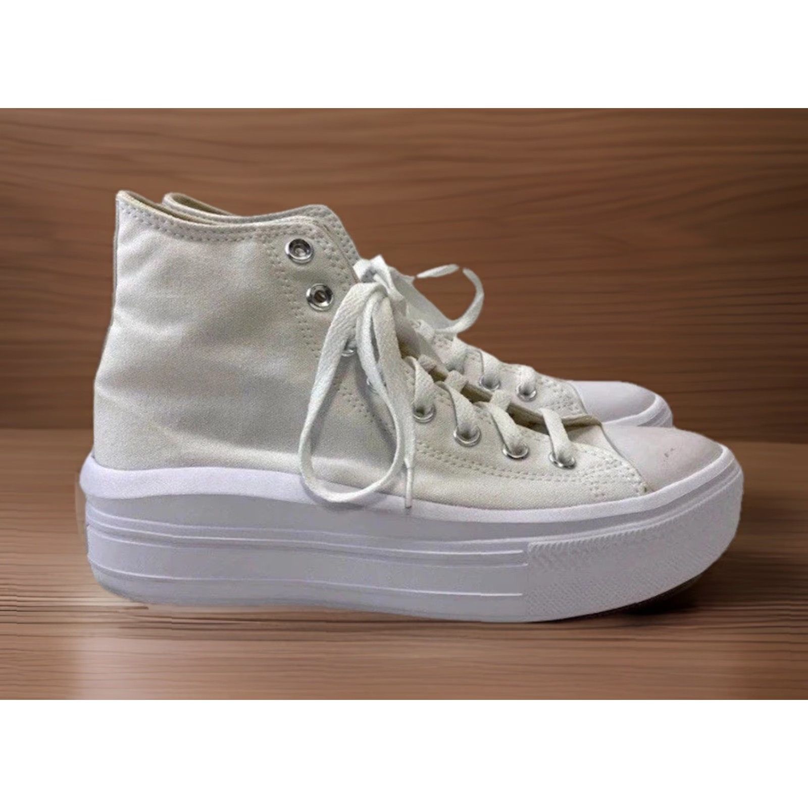 Converse Converse AllStar White Platform Sneakers Casual Unisex Adults Size 9 Canvas Lace-Up Size US 9 / IT 39 - 2 Thumbnail