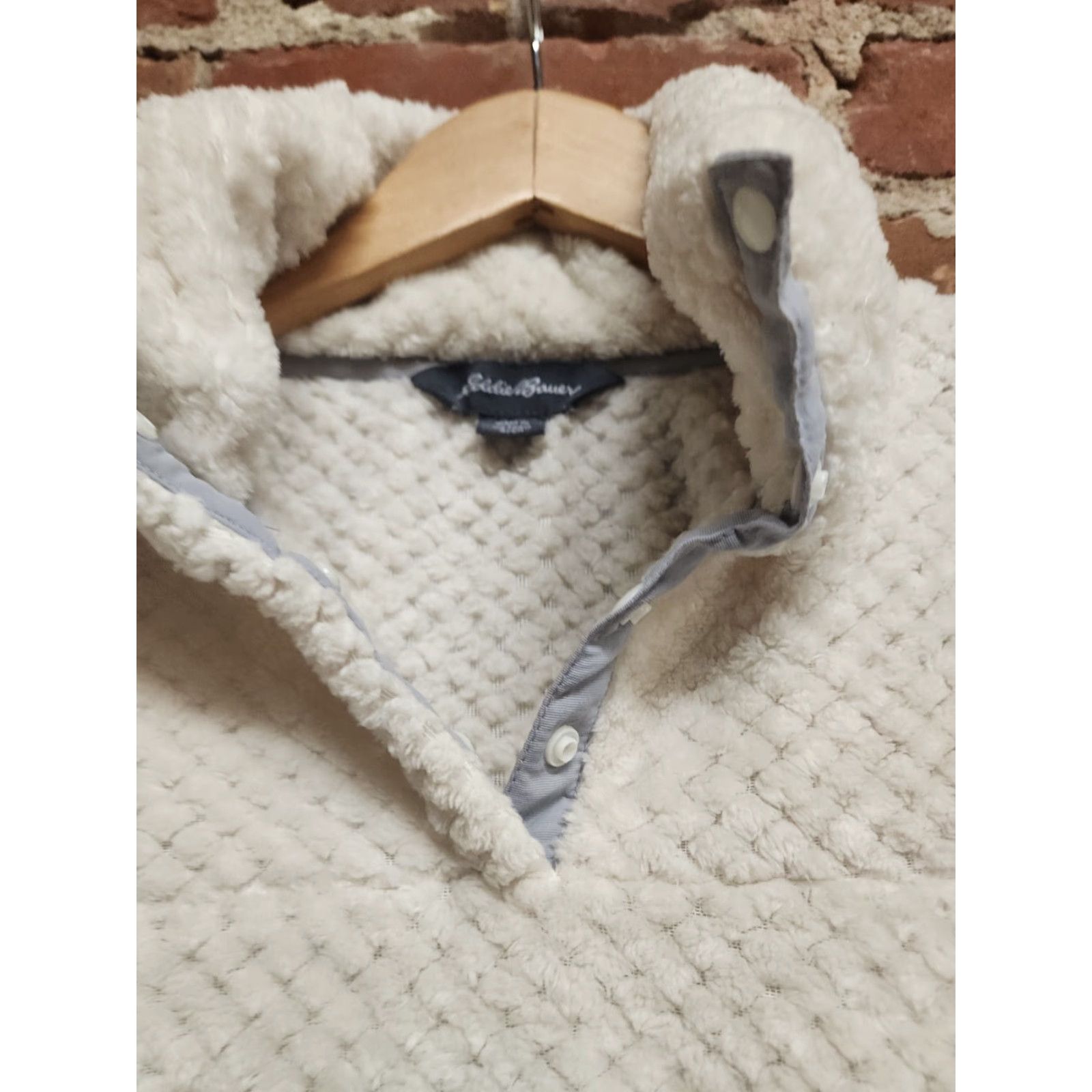 Eddie Bauer VINTAGE Eddie Bauer Womens White Fleece Pullover Sweater 1/4 Button Up Size Small Size S / US 4 / IT 40 - 4 Thumbnail