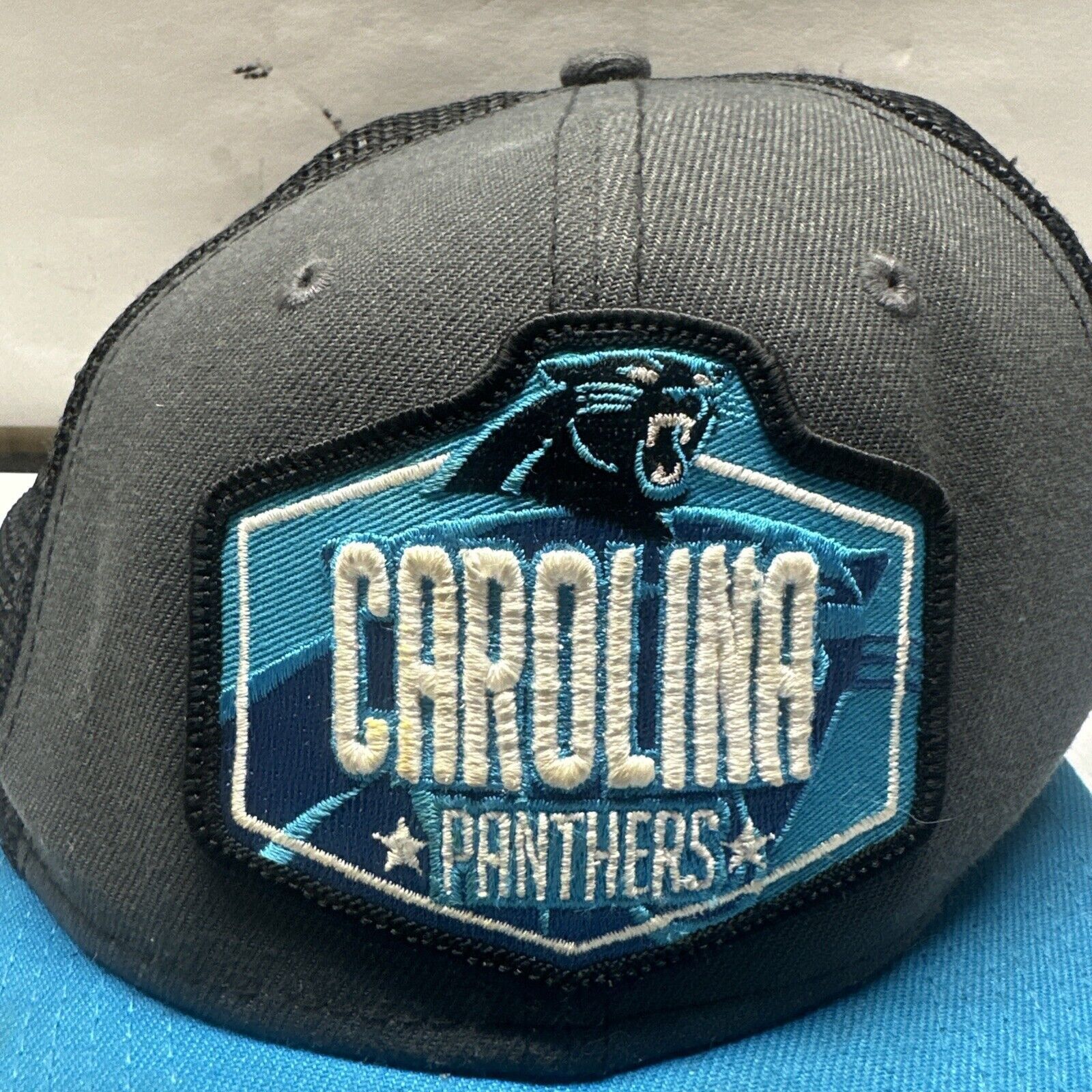 New Era Carolina Panthers Hat Cap Fitted 7 5/8 Black Blue NFL Size ONE SIZE - 2 Thumbnail