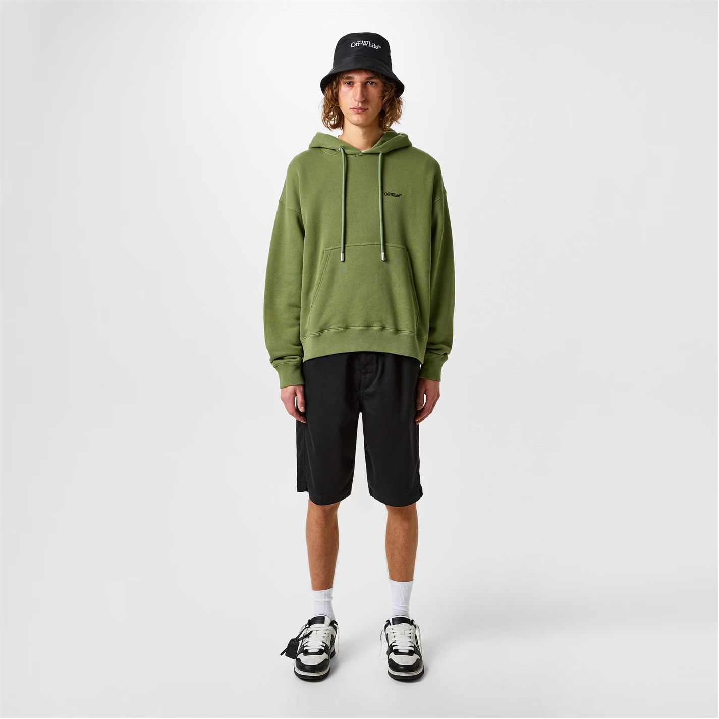 Off-White o1g2r1mq0226 Logo Print Cotton Hoodie In Green Size US XL / EU 56 / 4 - 5 Thumbnail
