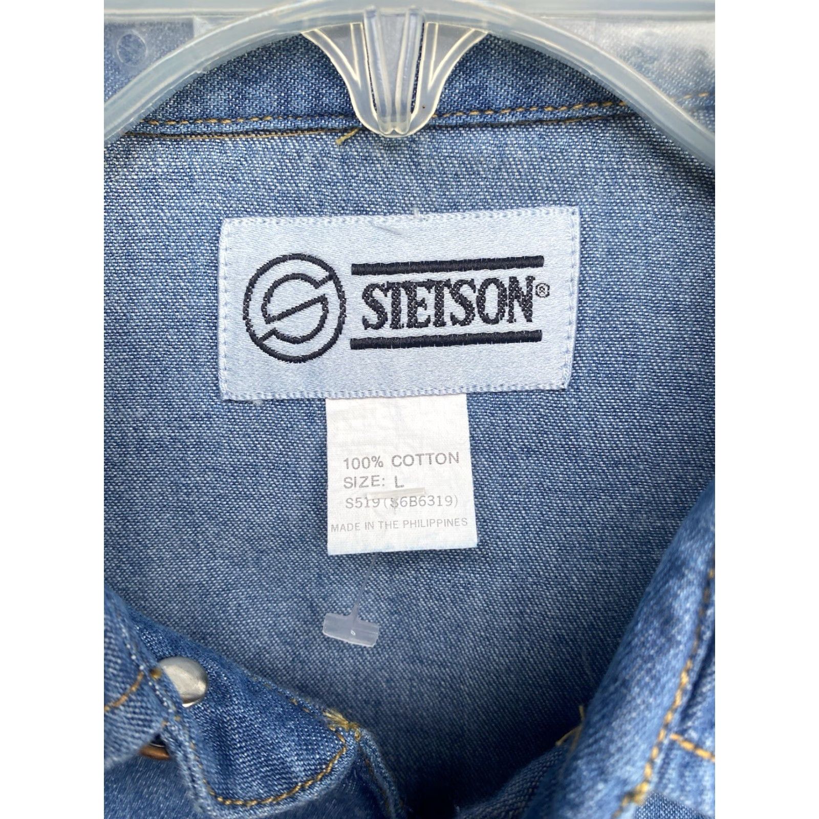 Stetson Stetson Denim Button-Up Shirt Western Mens L Blue Leather Trim Embroidered Pockets Bullet Buttons NWT Button-Up Shirt Size US L / EU 52-54 / 3 - 3 Thumbnail