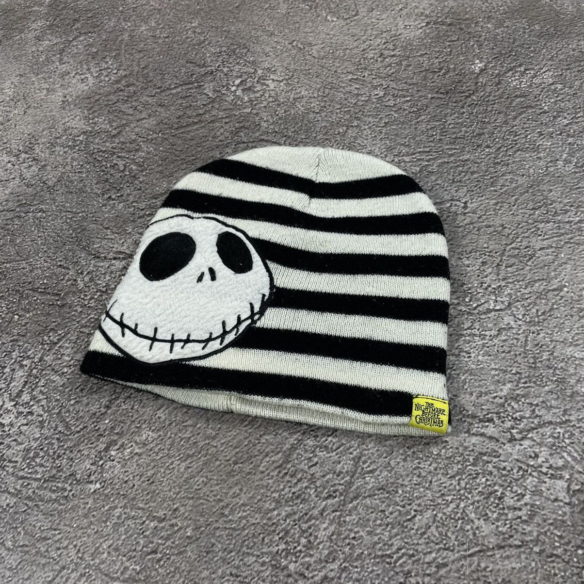 Vintage Vintage Y2K Striped Skull Graphic Beanie Black White Swag OS Size ONE SIZE - 3 Thumbnail