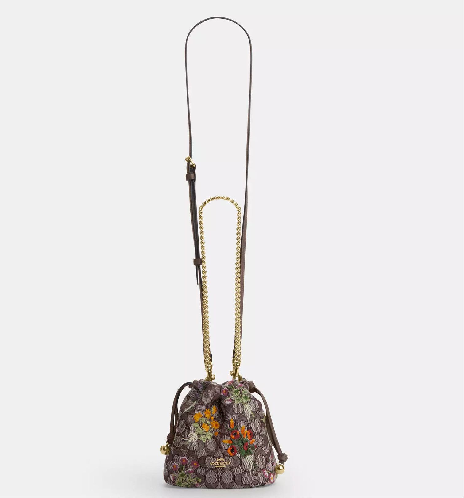 Coach Faye Mini Drawstring Bag Floral Embroidery CDZ94 Size ONE SIZE - 11 Thumbnail