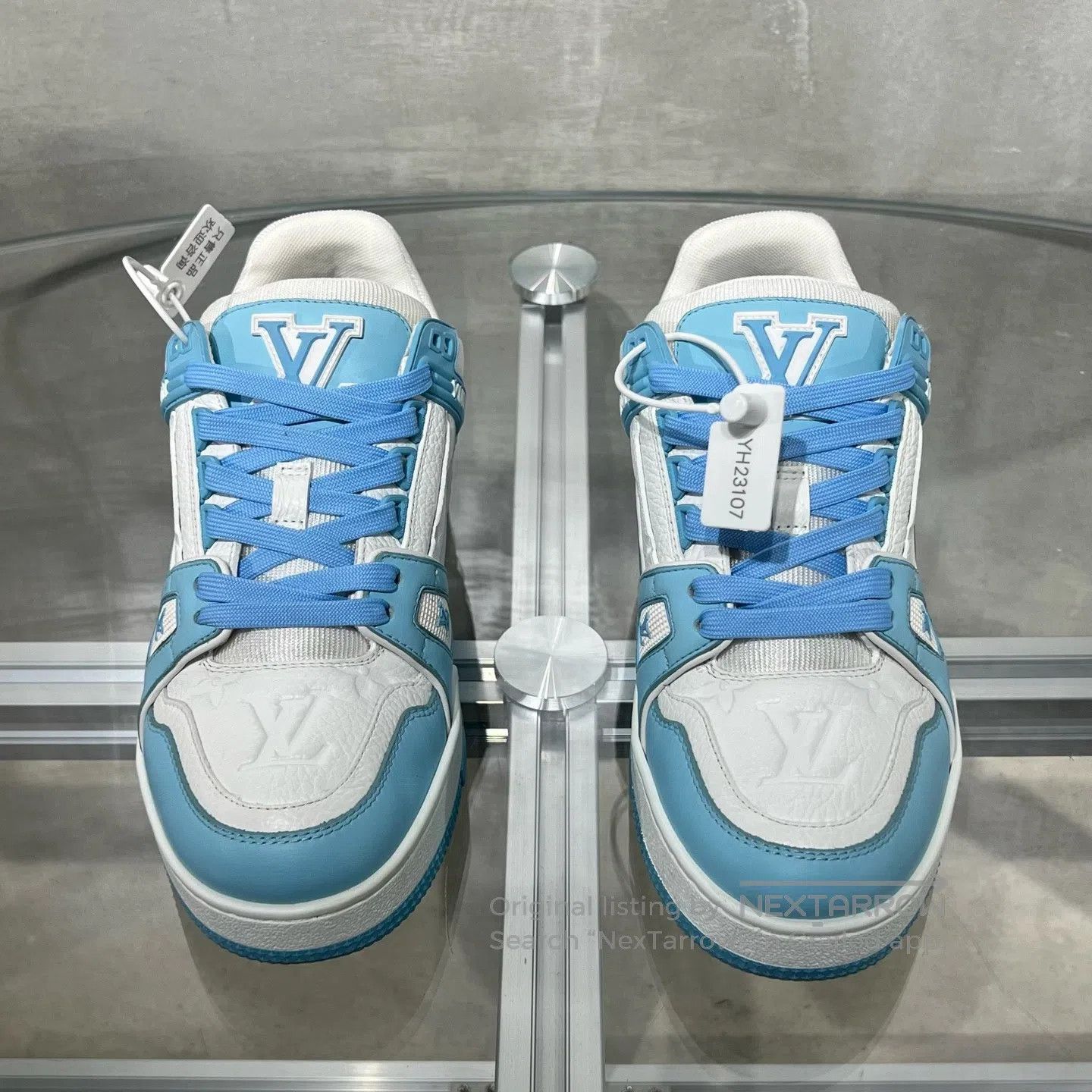Louis Vuitton Louis Vuitton Trainer New White and Blue shoes Size US 6.5 / IT 36.5 - 2 Thumbnail