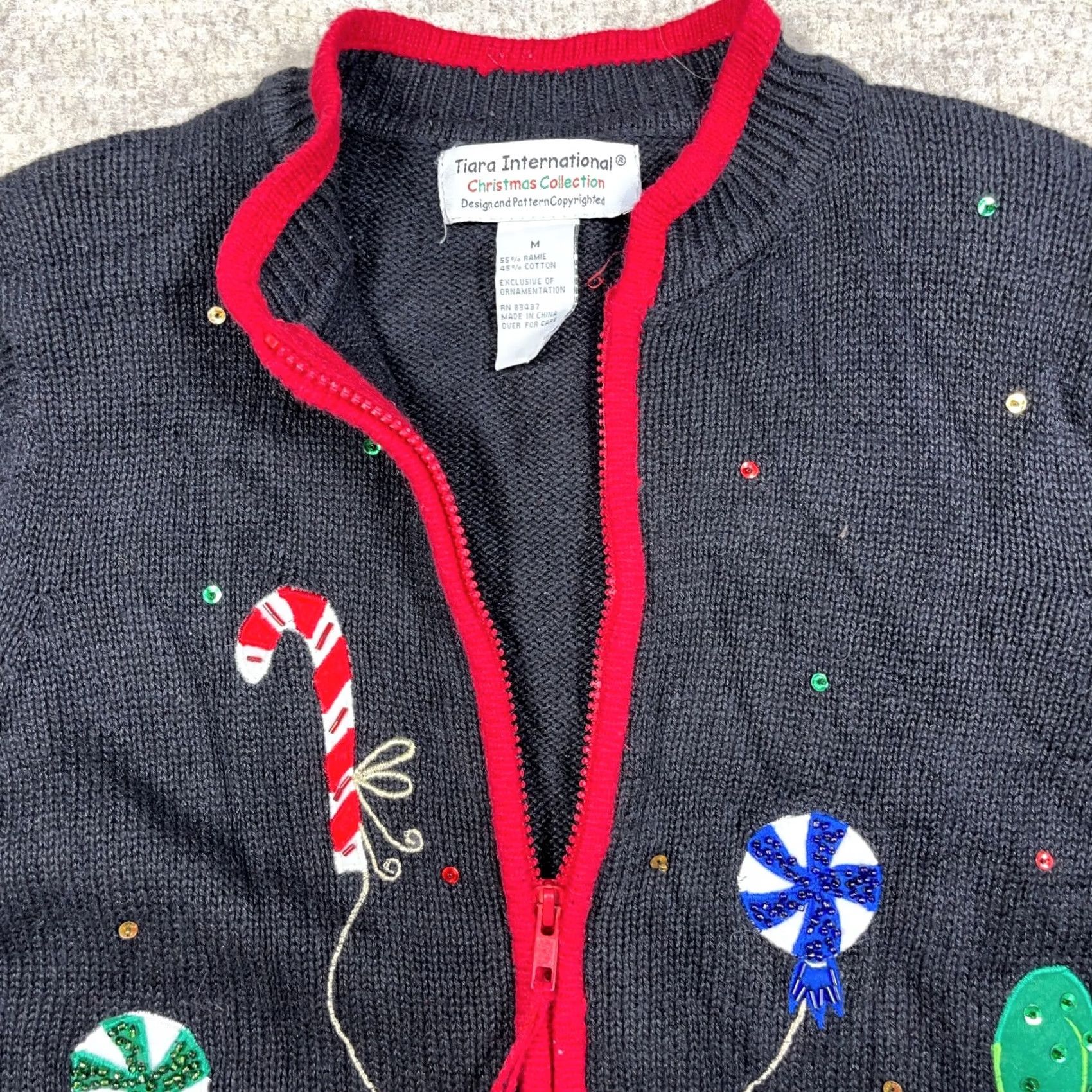 Vintage VINTAGE Christmas Cardigan Sweater Women M Full Zip Black 90s Ugly Retro Classic Holiday Christmas Cardigan Sweater Womens Size M Size M / US 6-8 / IT 42-44 - 3 Thumbnail