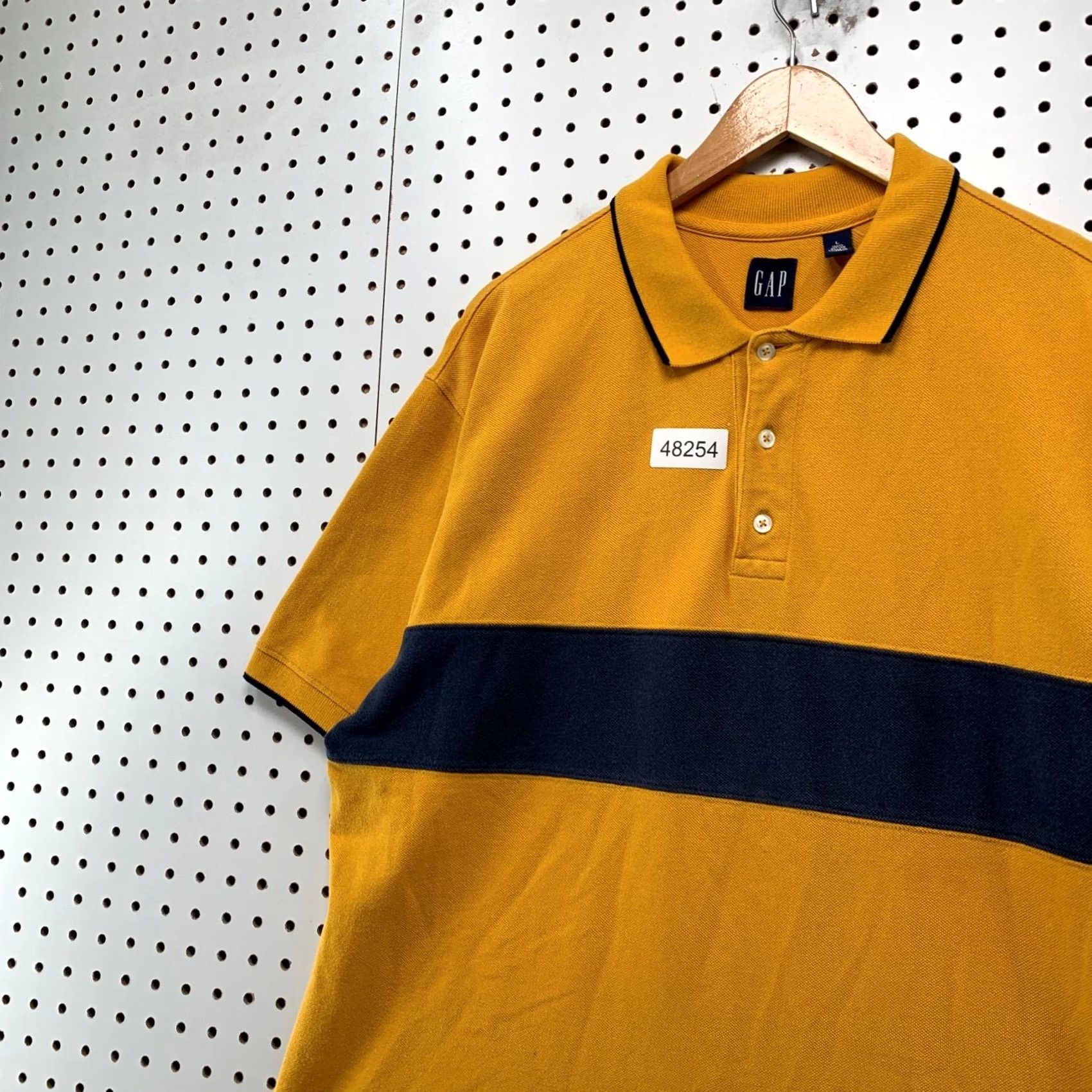 Gap GAP Polo Shirt Mens L Mustard Yellow Striped 90s Vintage Cap Collared Short Sleeve Polo Mens Size US L / EU 52-54 / 3 - 6 Thumbnail